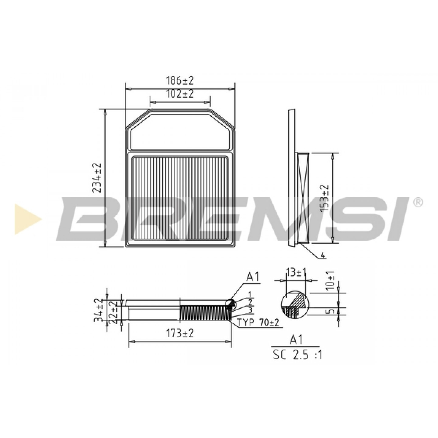Filtre à air BREMSI FA1120