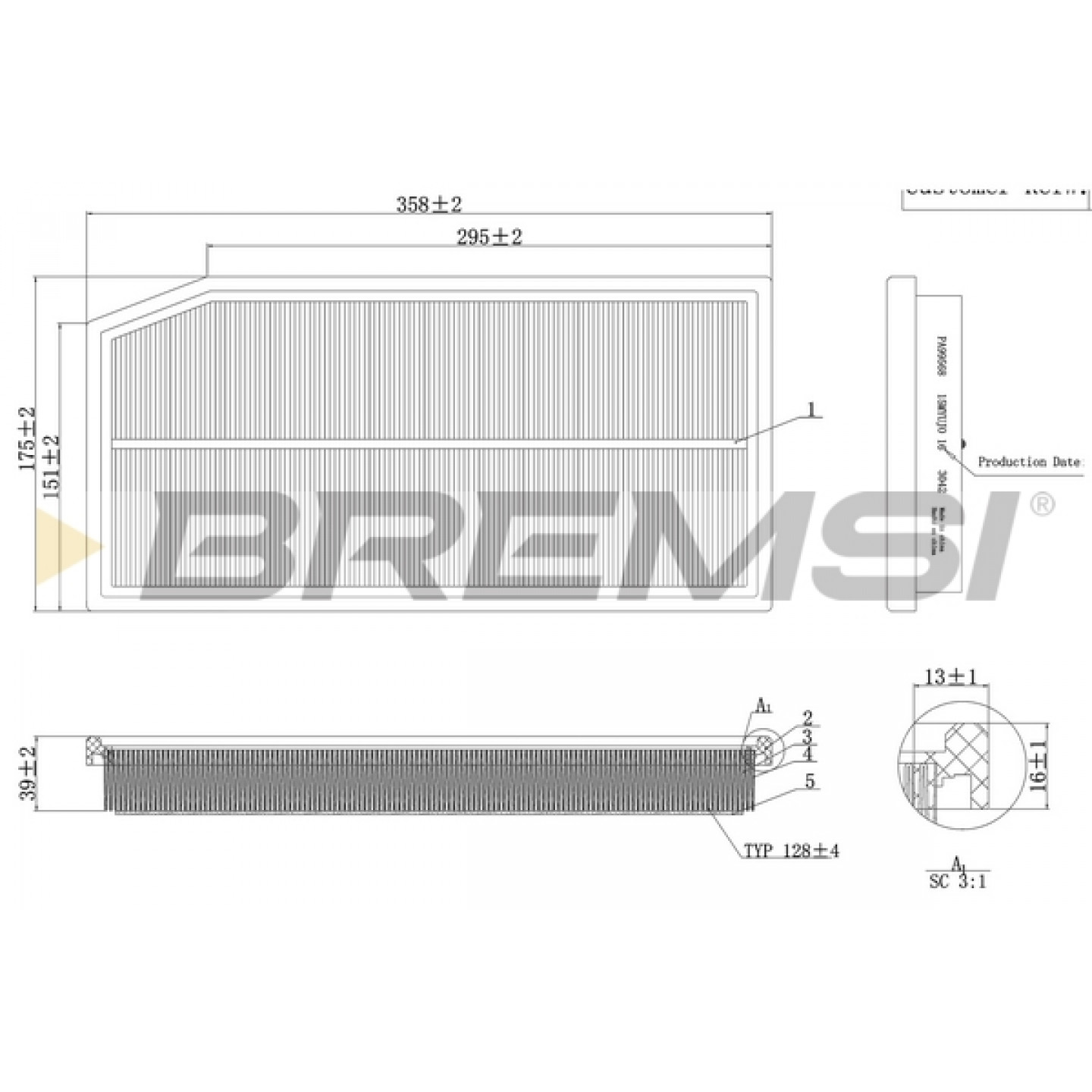 Filtre à air BREMSI FA1124