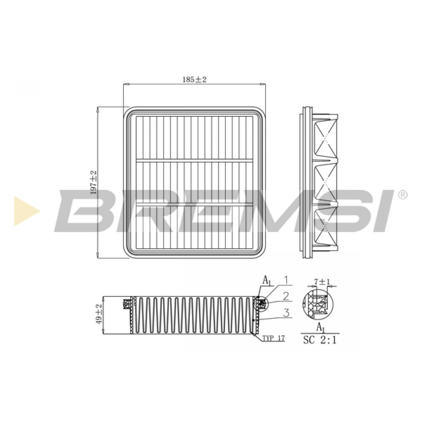 Filtre à air BREMSI FA1150