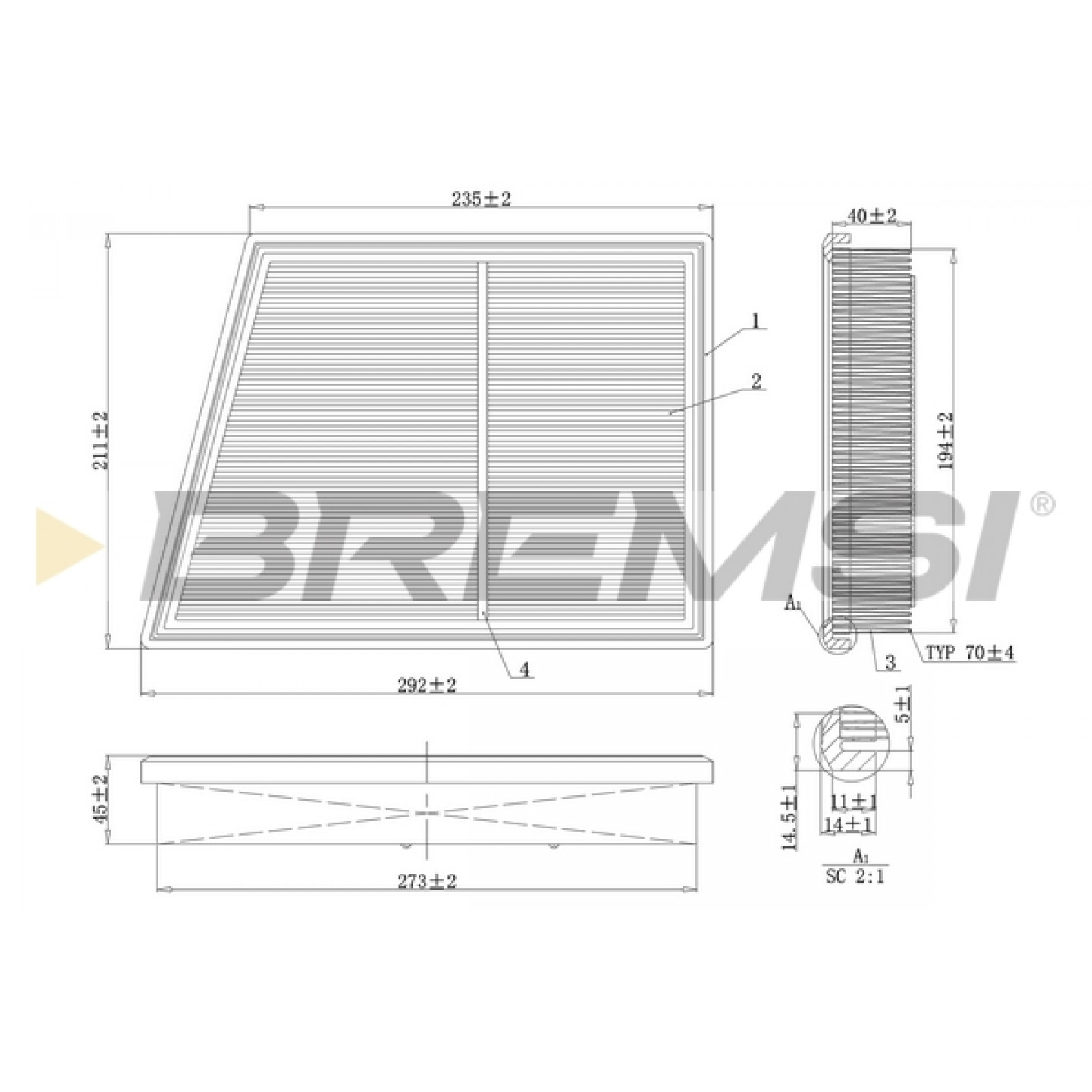 Filtre à air BREMSI FA1168