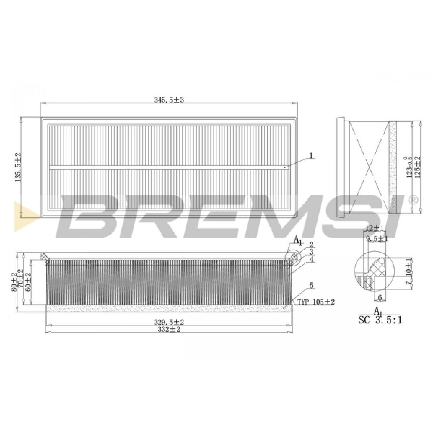Filtre à air BREMSI FA1237