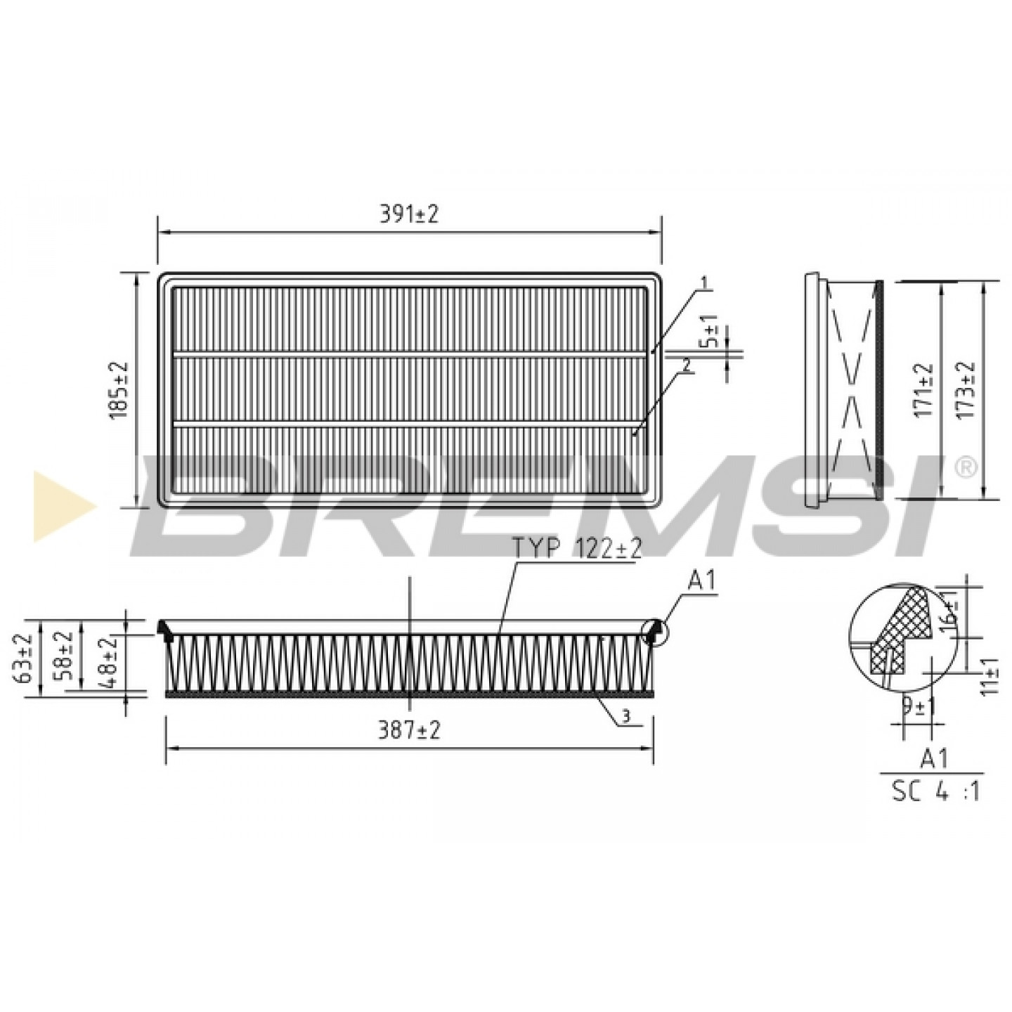 Filtre à air BREMSI FA1240