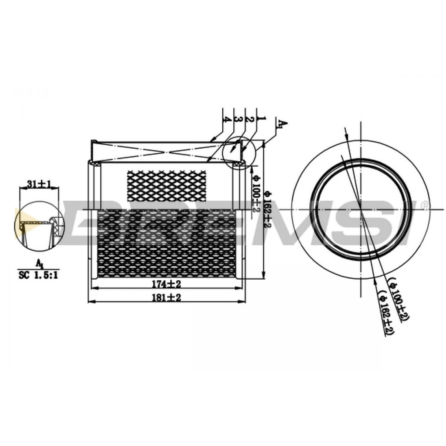 Filtre à air BREMSI FA1260