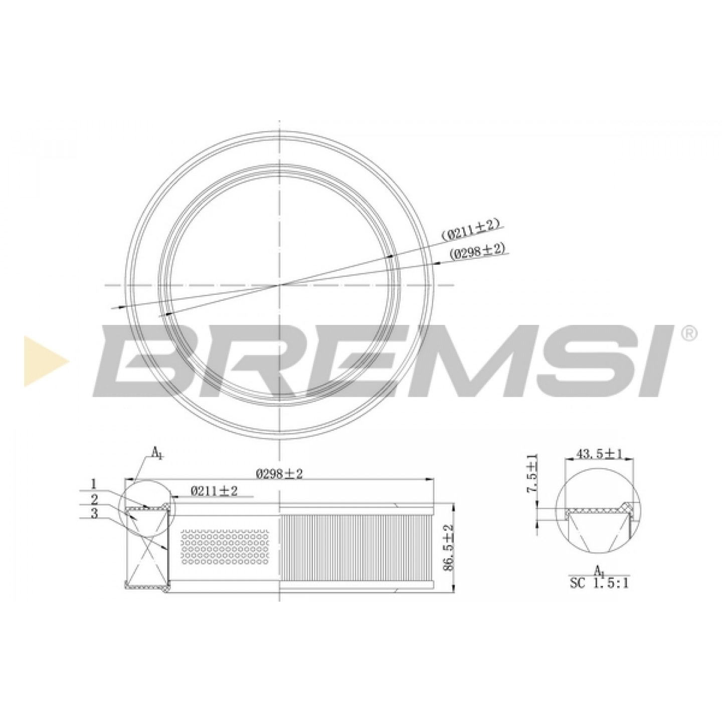 Luchtfilter BREMSI FA2072