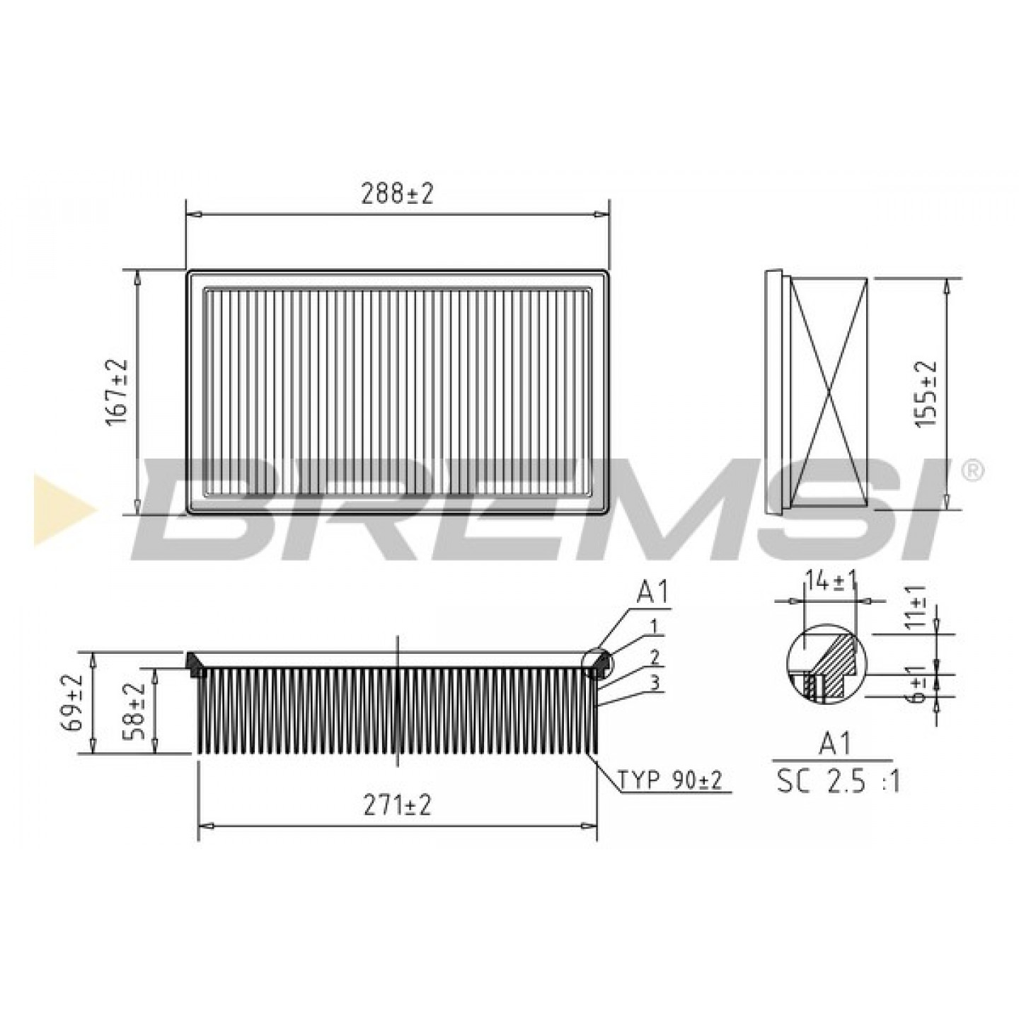 Filtre à air BREMSI FA2345