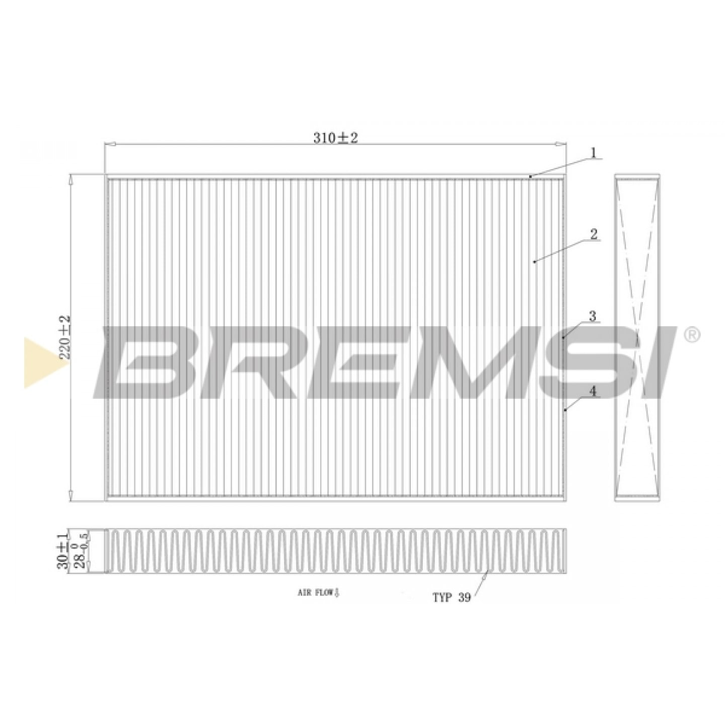 Filtro, aire habitáculo BREMSI FC0410A