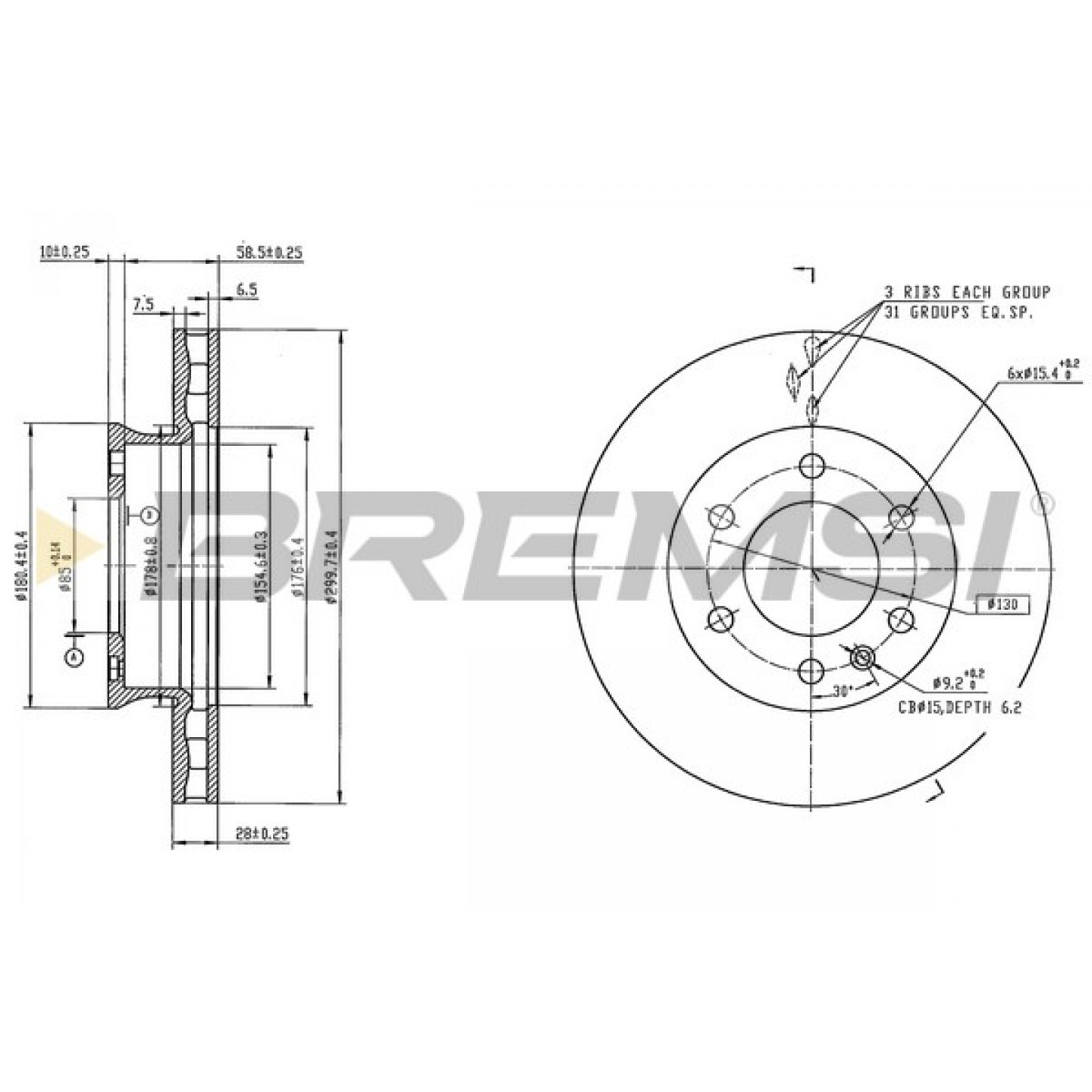 Bremsscheibe BREMSI CD9034V