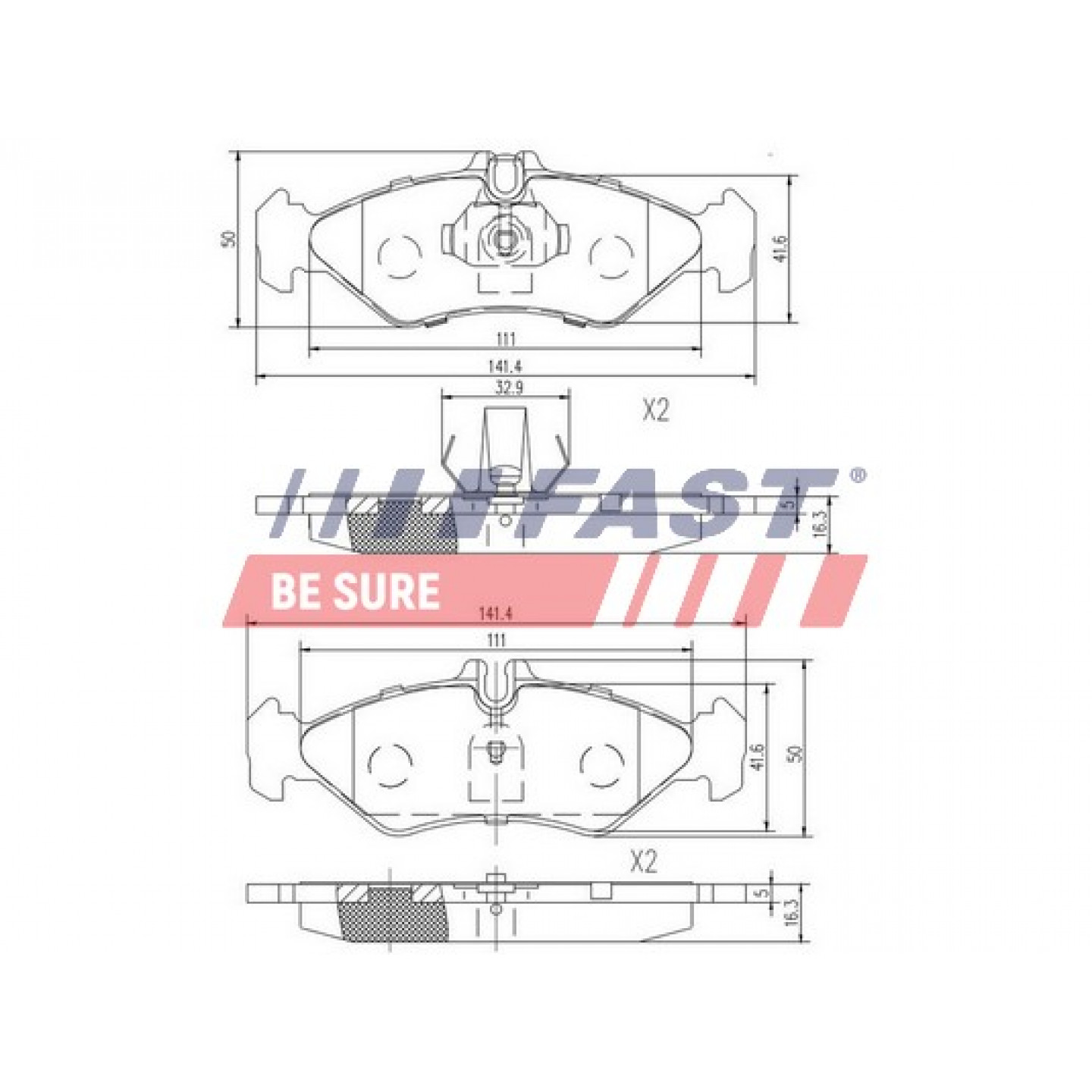 Kit de plaquettes de frein, frein à disque FAST FT29017