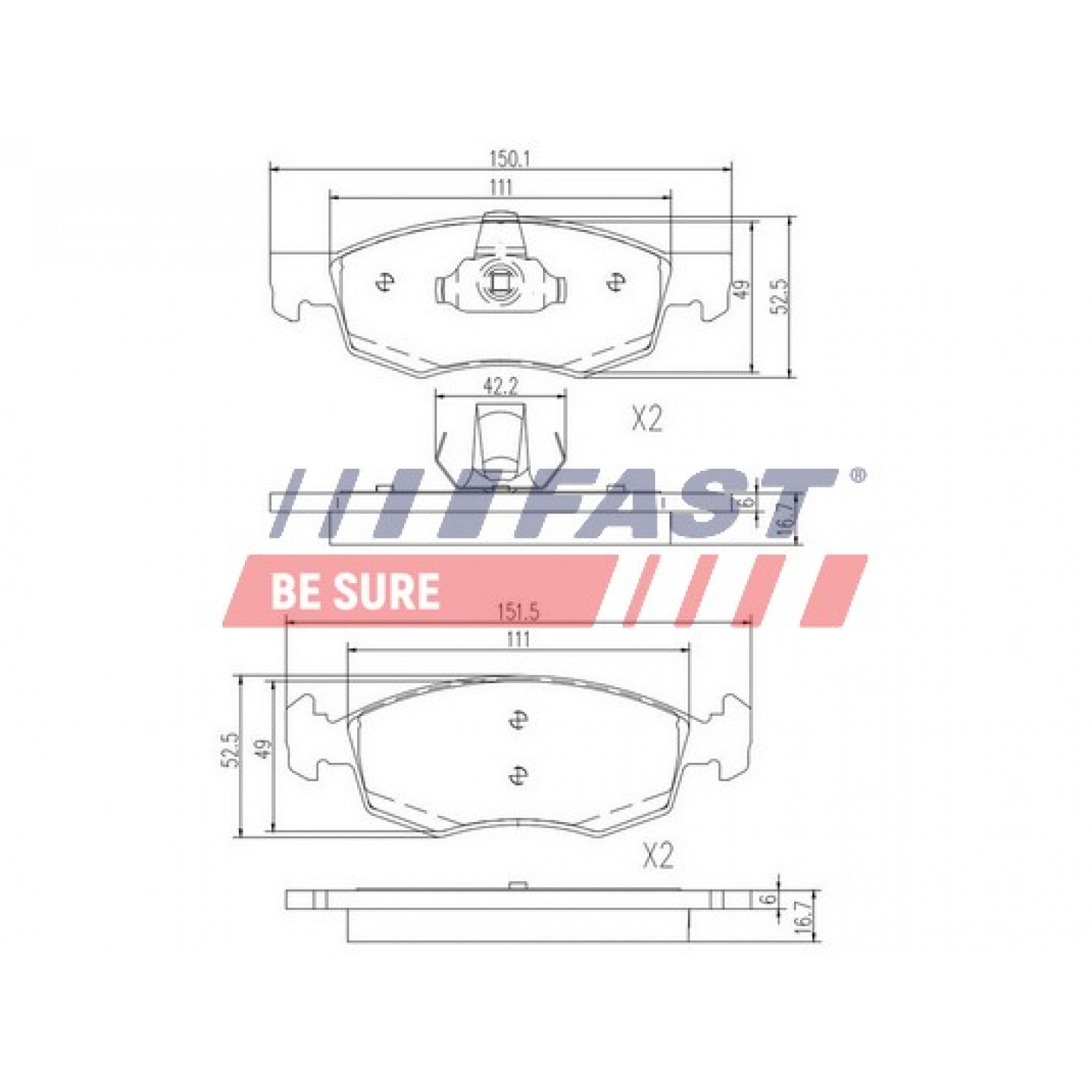 Kit de plaquettes de frein, frein à disque FAST FT29102