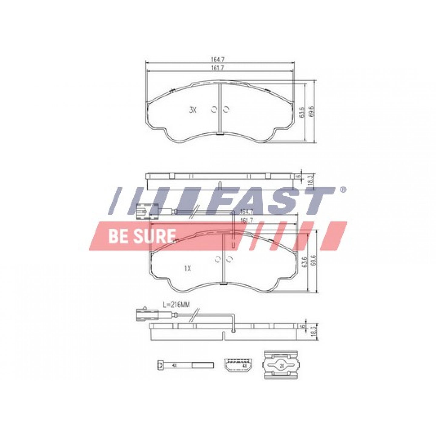 Kit de plaquettes de frein, frein à disque FAST FT29108