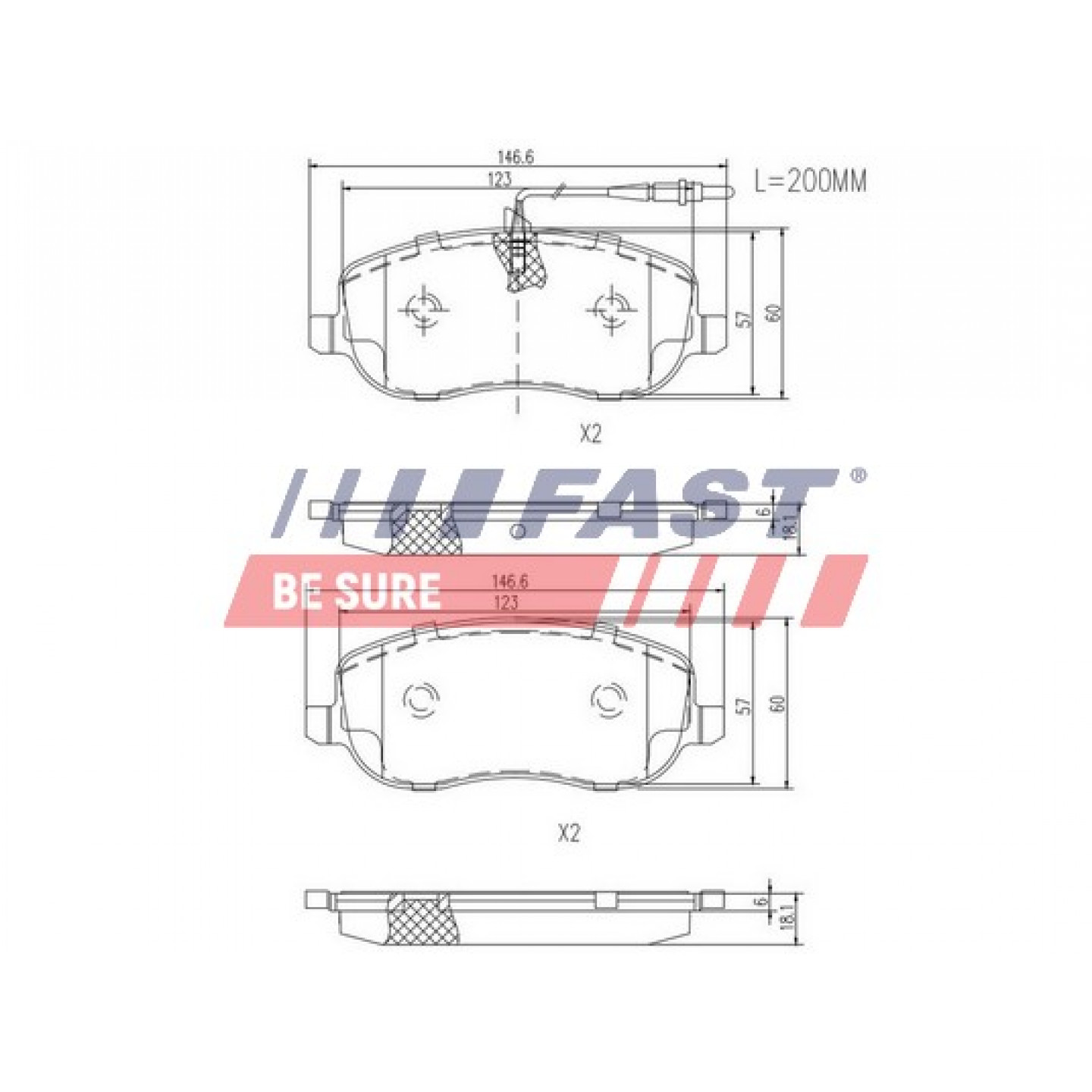 Kit de plaquettes de frein, frein à disque FAST FT29128