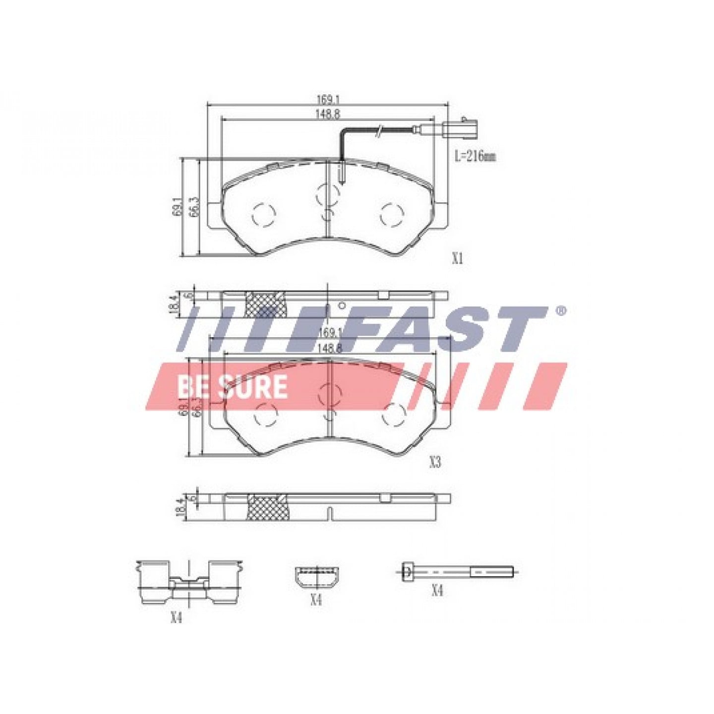Kit pastiglie freno, Freno a disco FAST FT29132