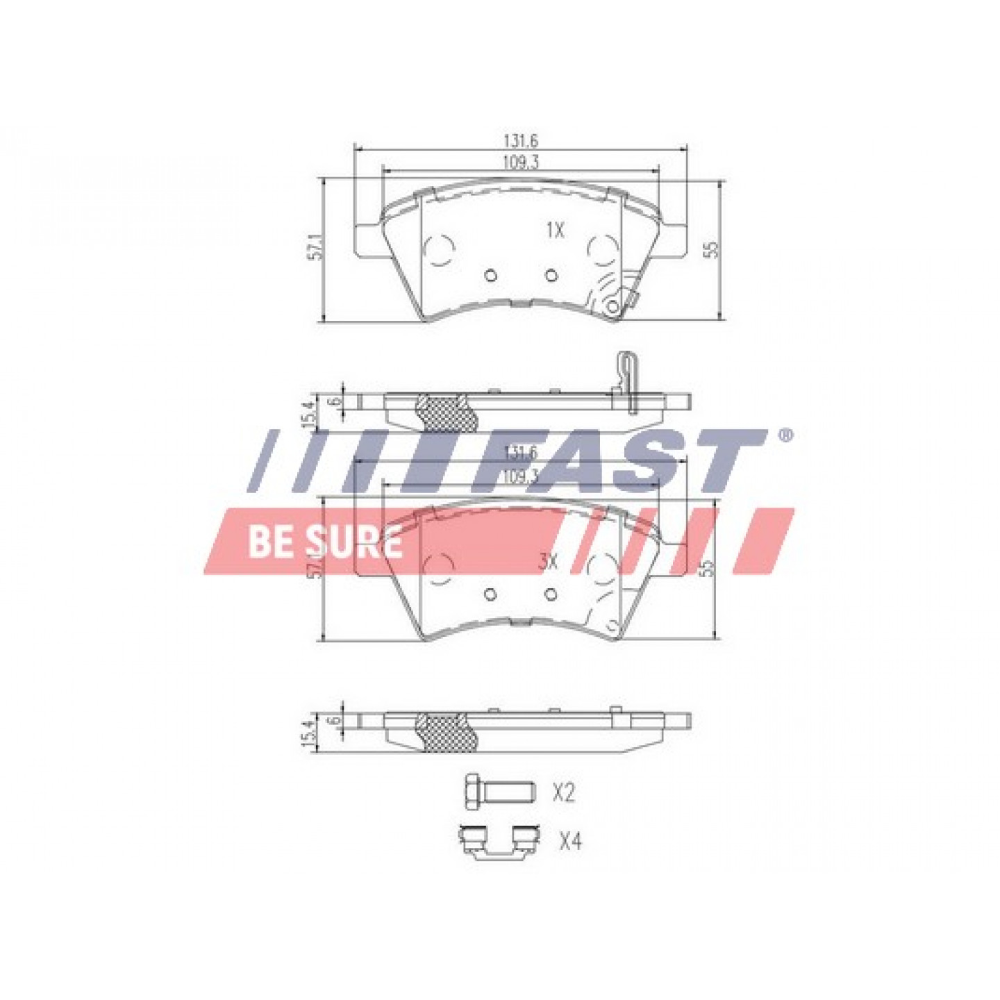 Kit de plaquettes de frein, frein à disque FAST FT29139