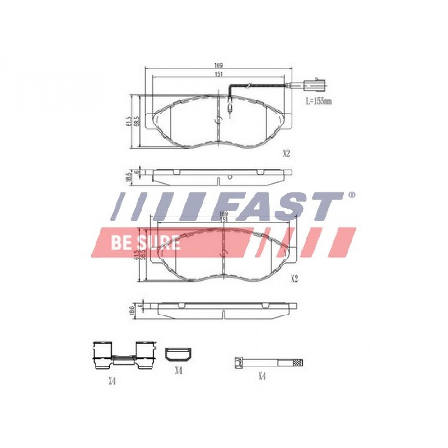 Kit pastiglie freno, Freno a disco FAST FT29155