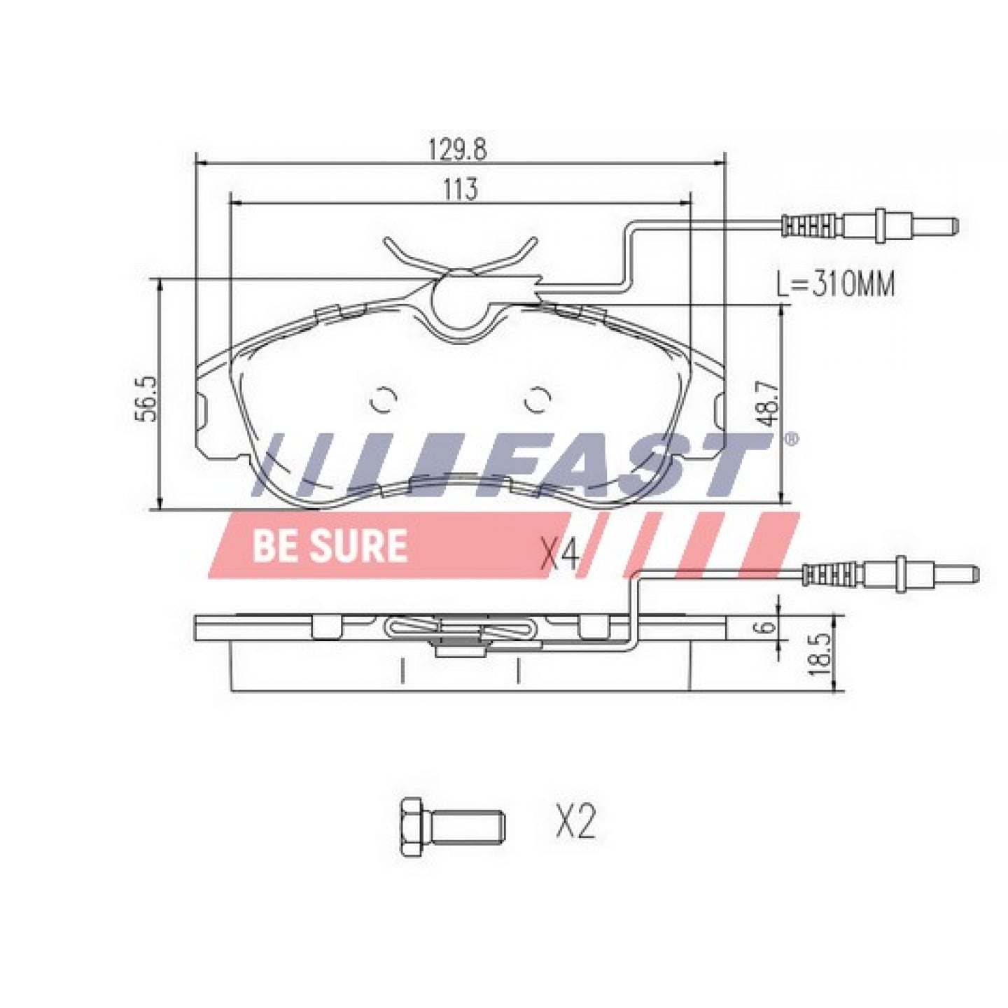 Kit de plaquettes de frein, frein à disque FAST FT29517