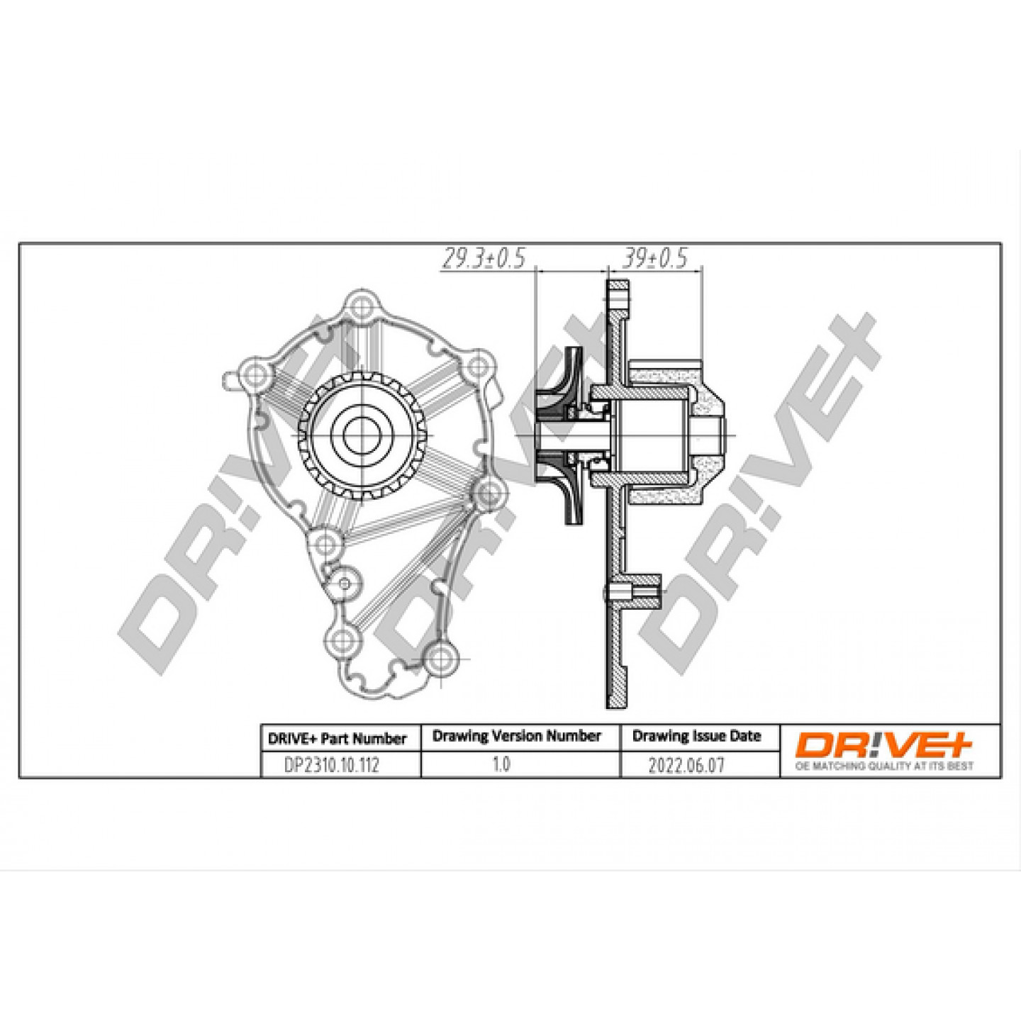 Pompe à eau, refroidissement du moteur Dr!ve+ DP2310.10.112