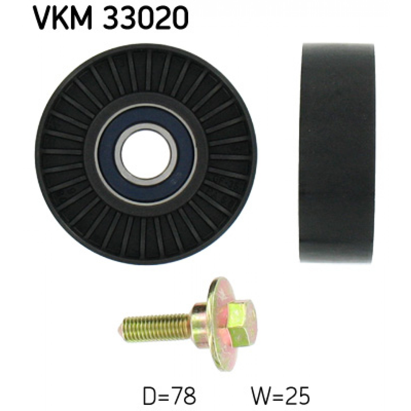 Medløberhjul, multi-V-rem SKF VKM 33020