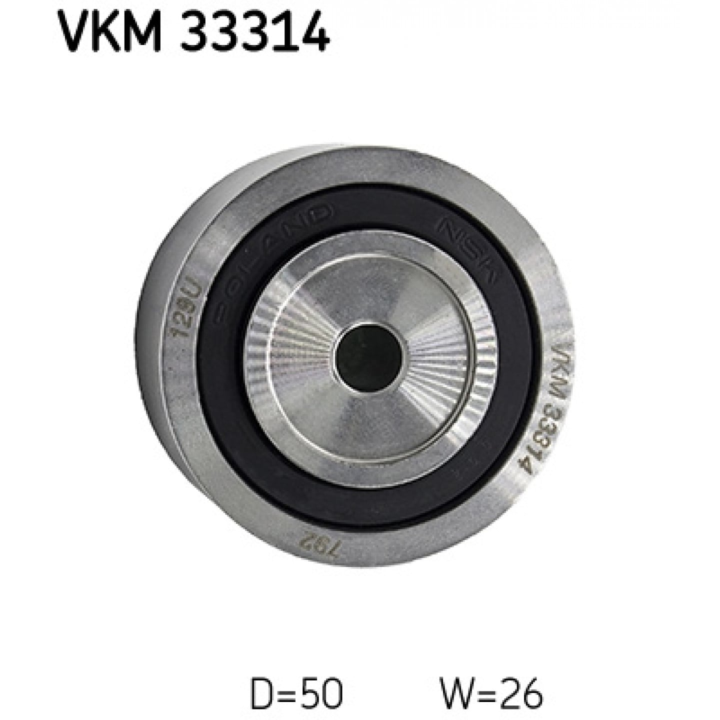 Vratná/vodicí kladka, klínový žebrový řemen SKF VKM 33314