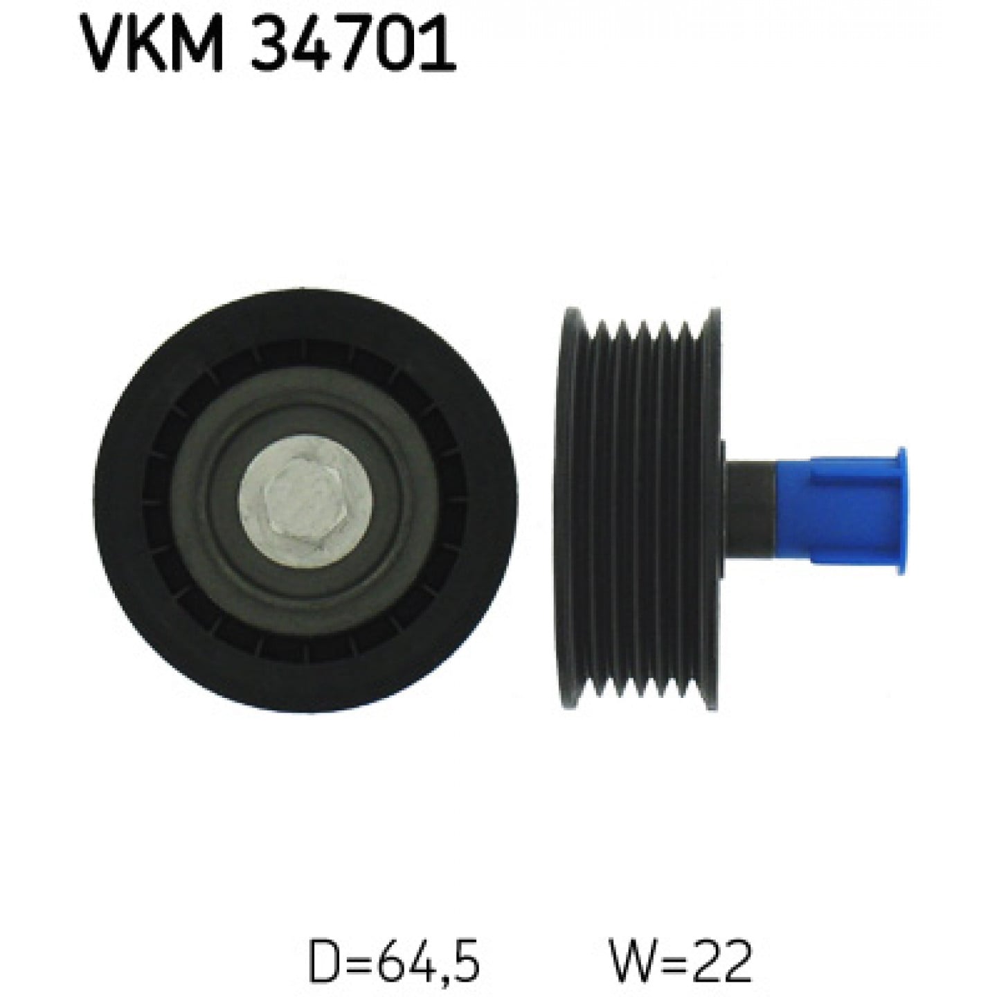 Vratná/vodicí kladka, klínový žebrový řemen SKF VKM 34701