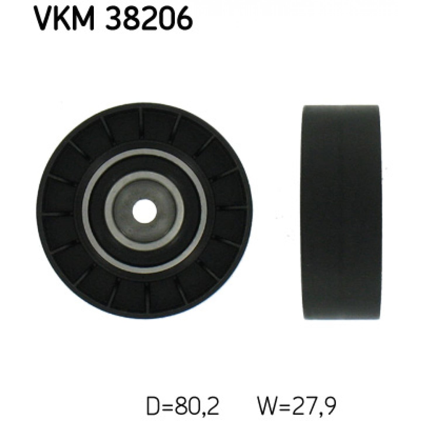 Vratná/vodicí kladka, klínový žebrový řemen SKF VKM 38206