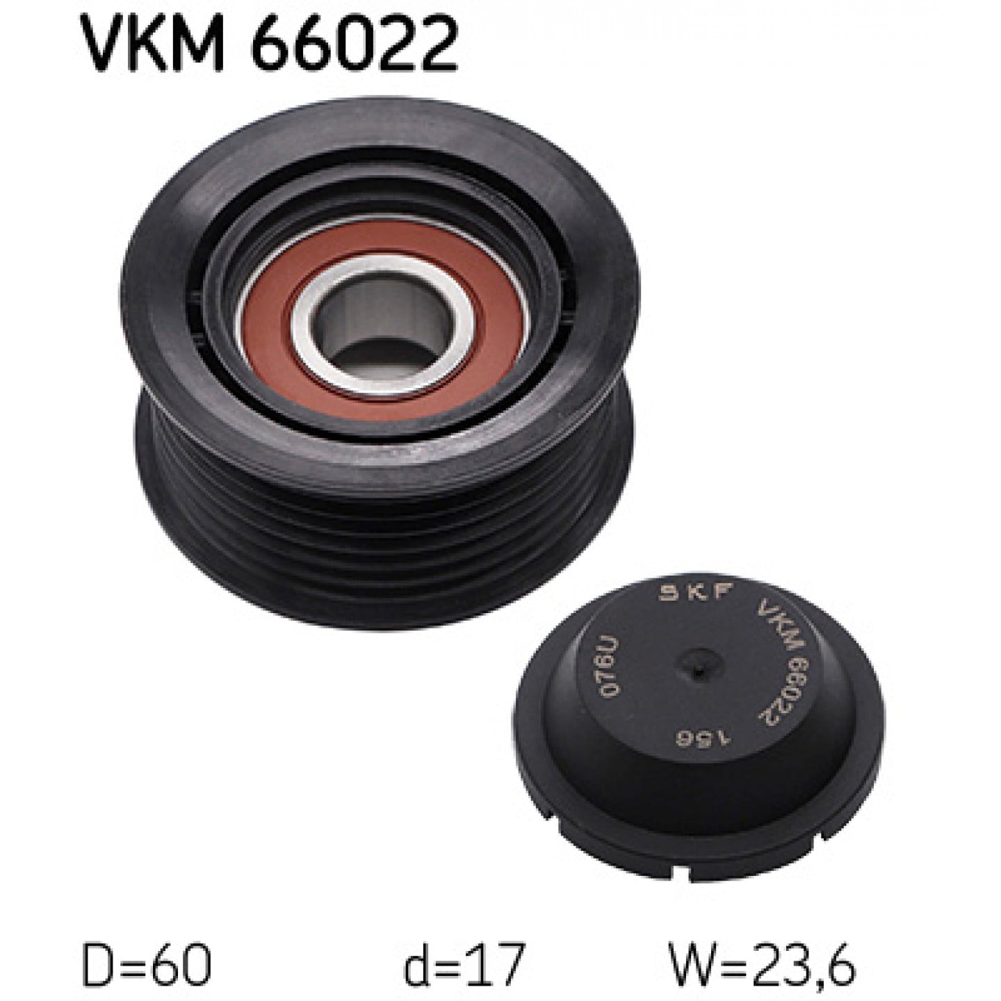 Vratná/vodicí kladka, klínový žebrový řemen SKF VKM 66022