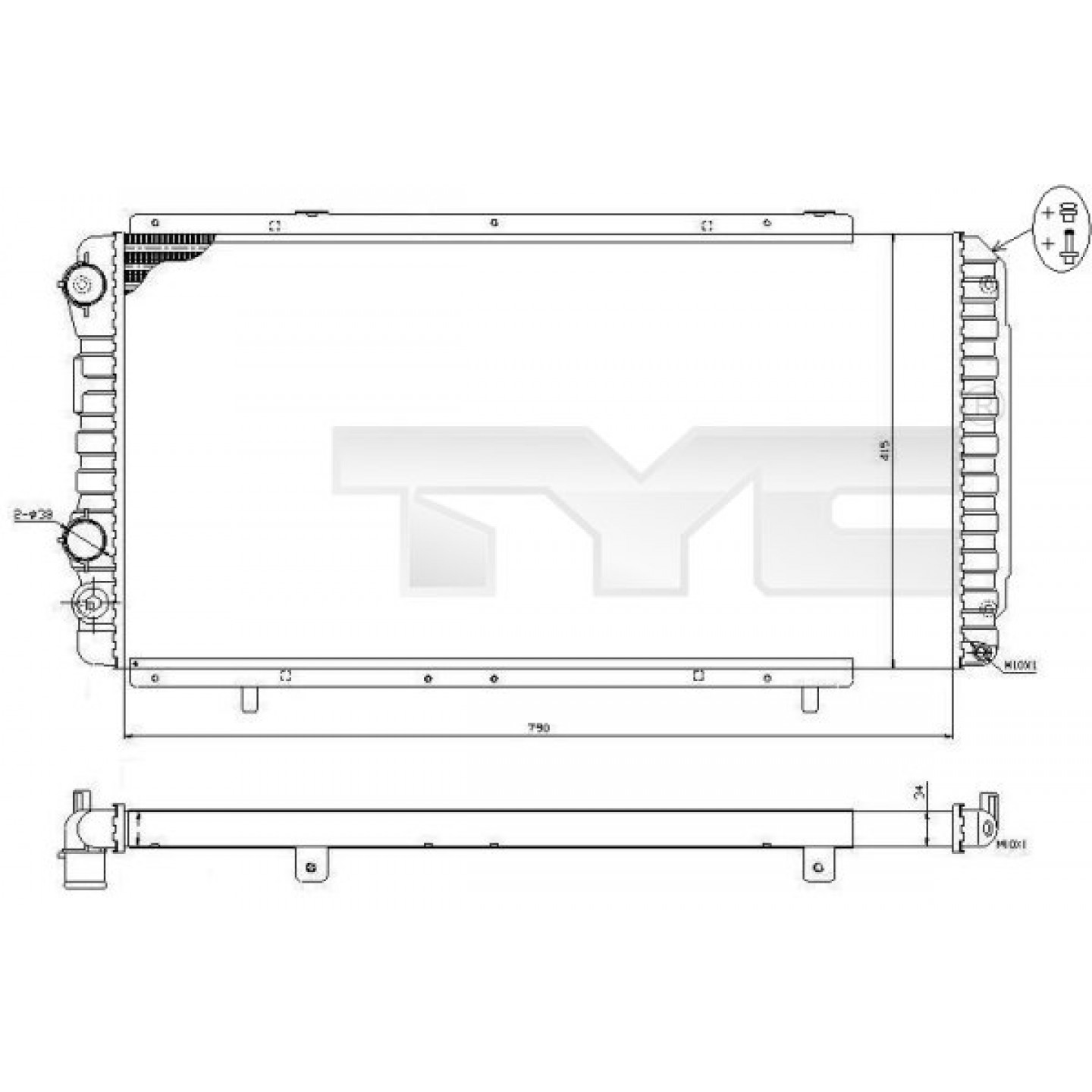 Kühler, Motorkühlung TYC 709-0014-R