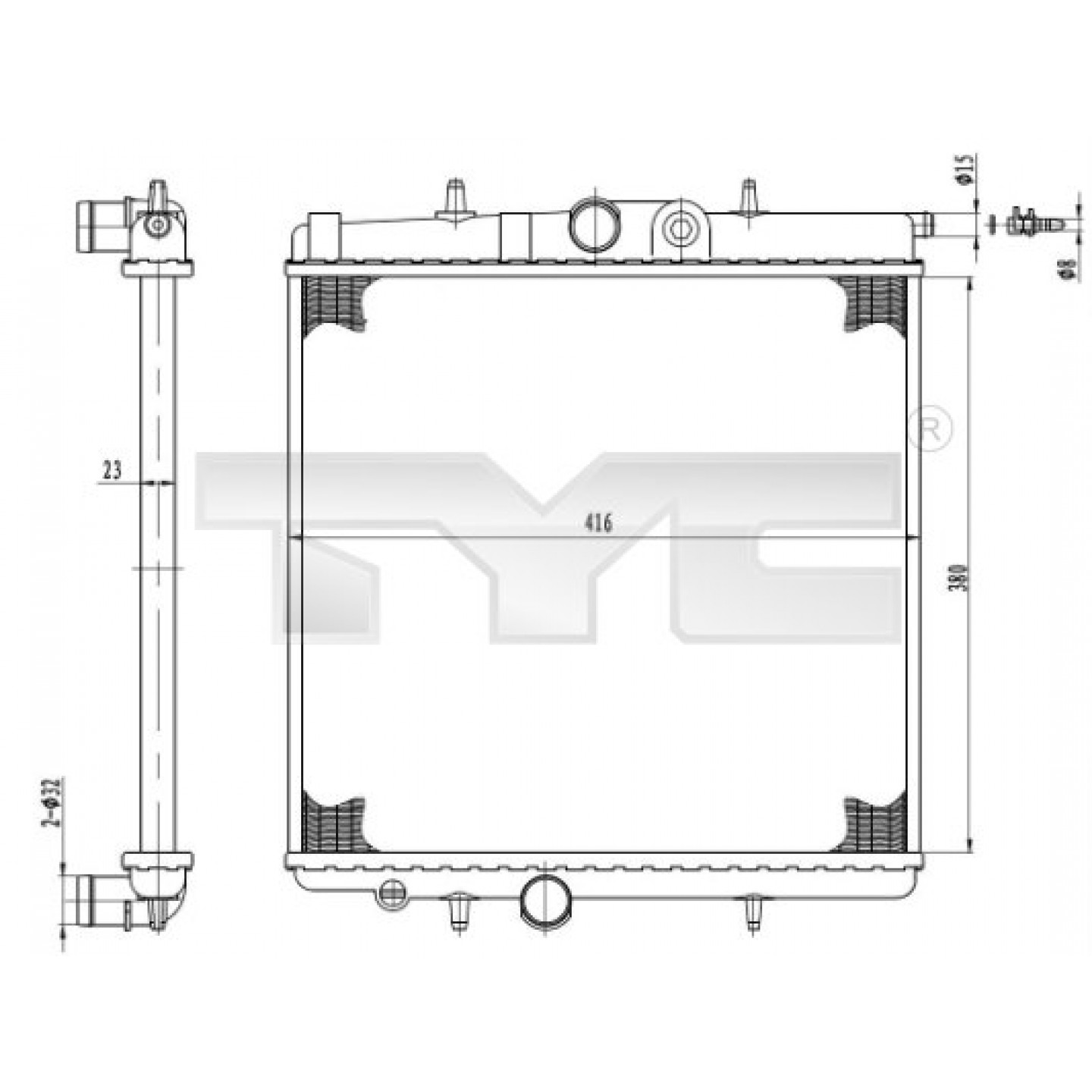 Kühler, Motorkühlung TYC 726-0017-R