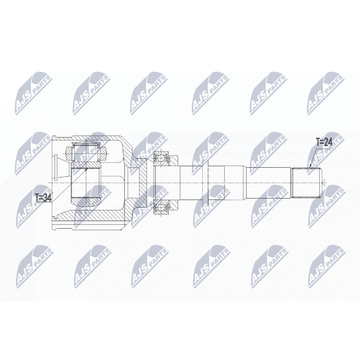 Homokineet reparatie set, aandrijfas NTY NPW-PE-020
