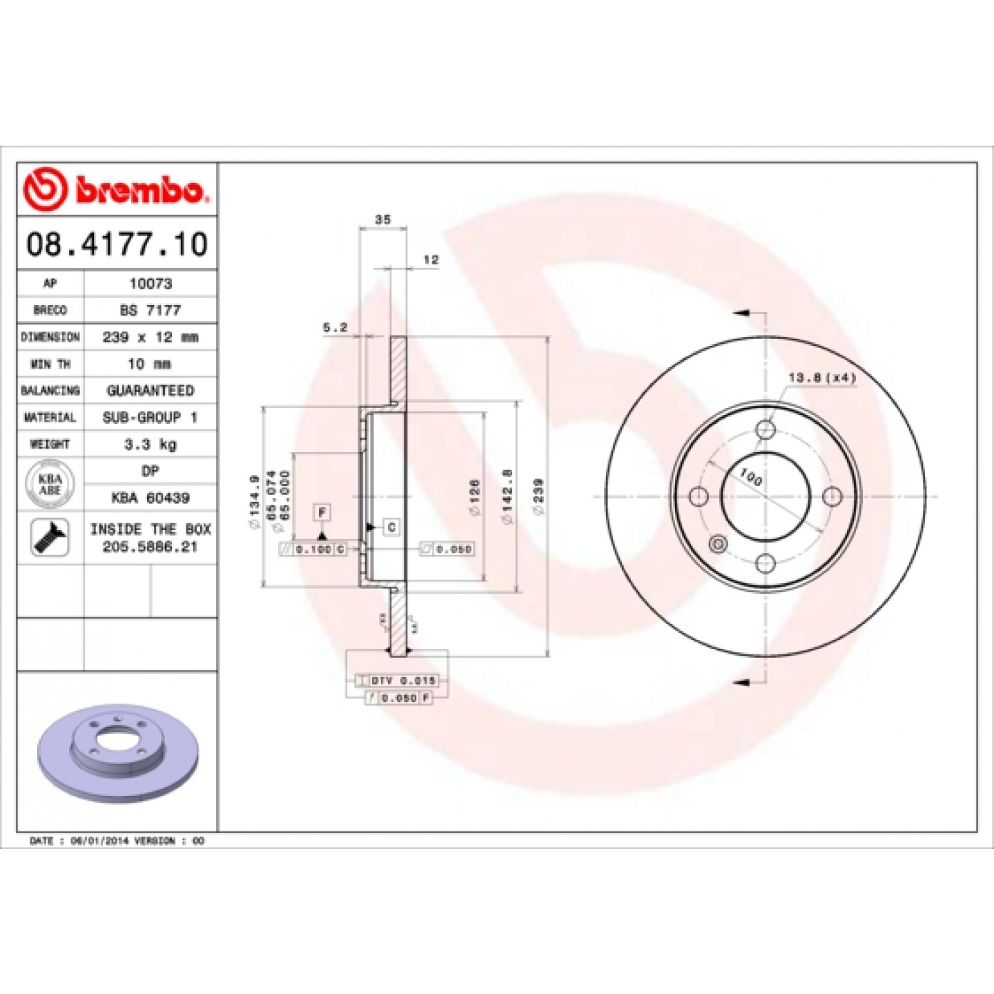Bremsscheibe BREMBO 08.4177.10