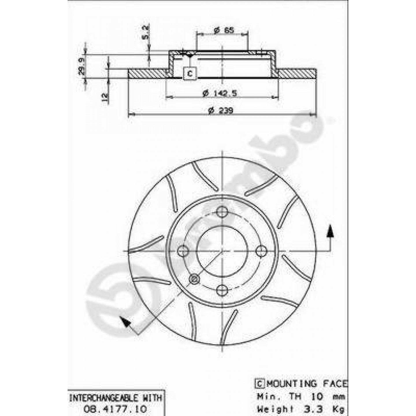Brzdový kotouč BREMBO 08.4177.75
