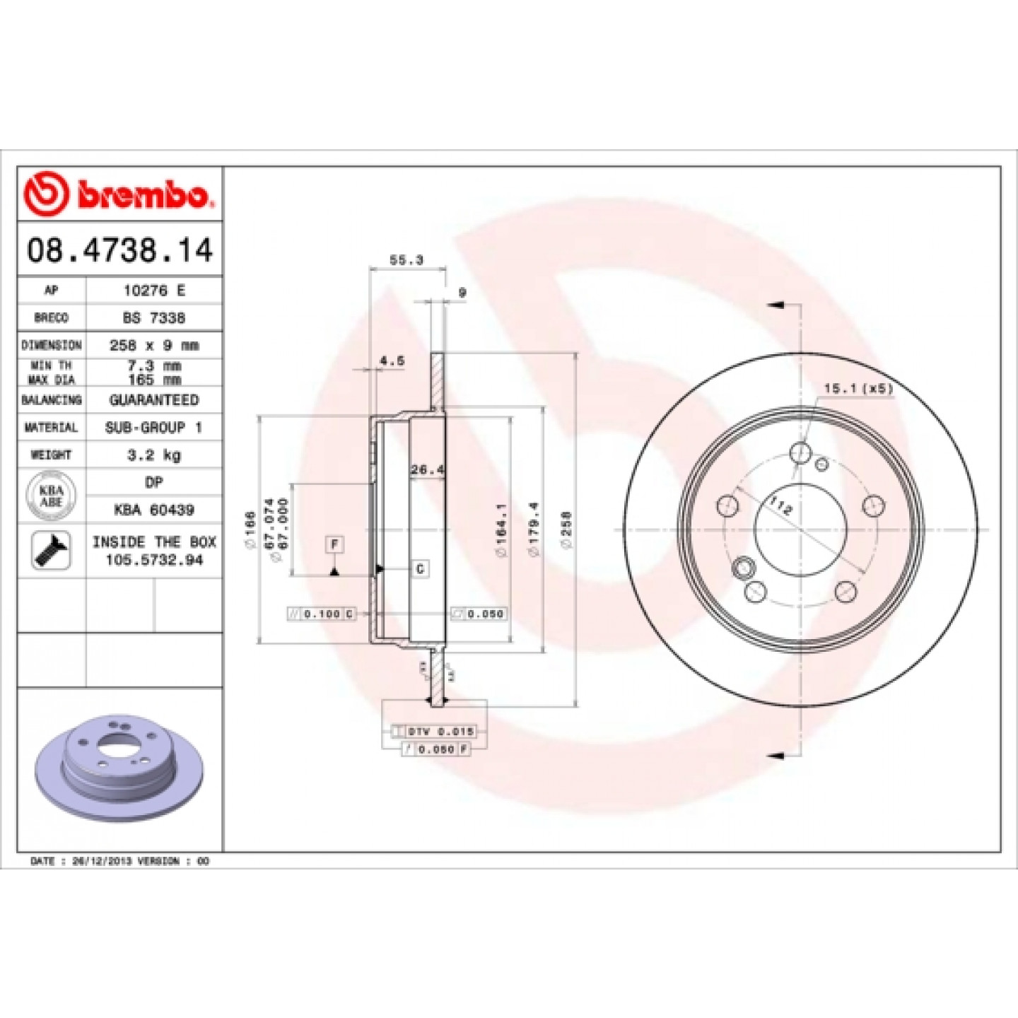 Bremsscheibe BREMBO 08.4738.14