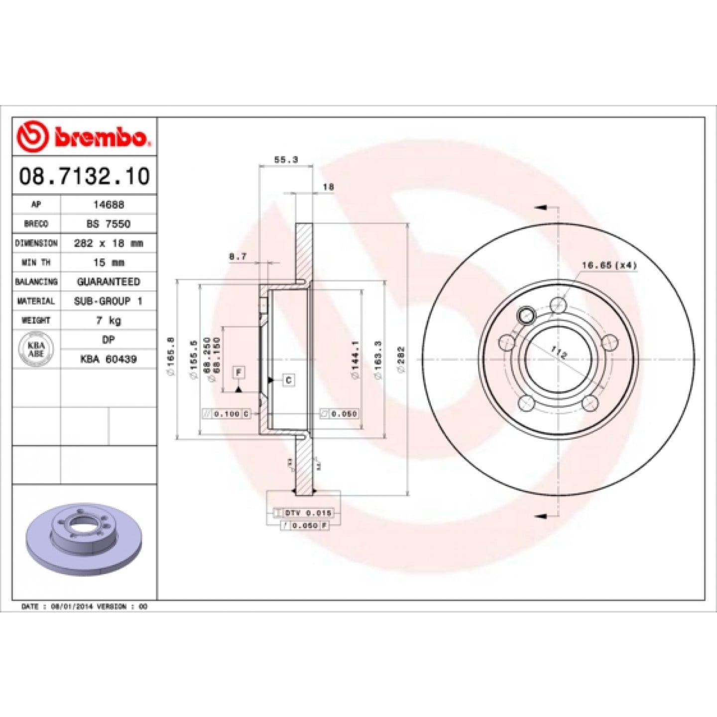 Brzdový kotouč BREMBO 08.7132.10