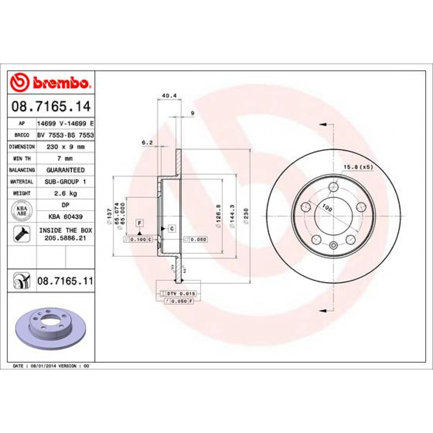 Bremsscheibe BREMBO 08.7165.11