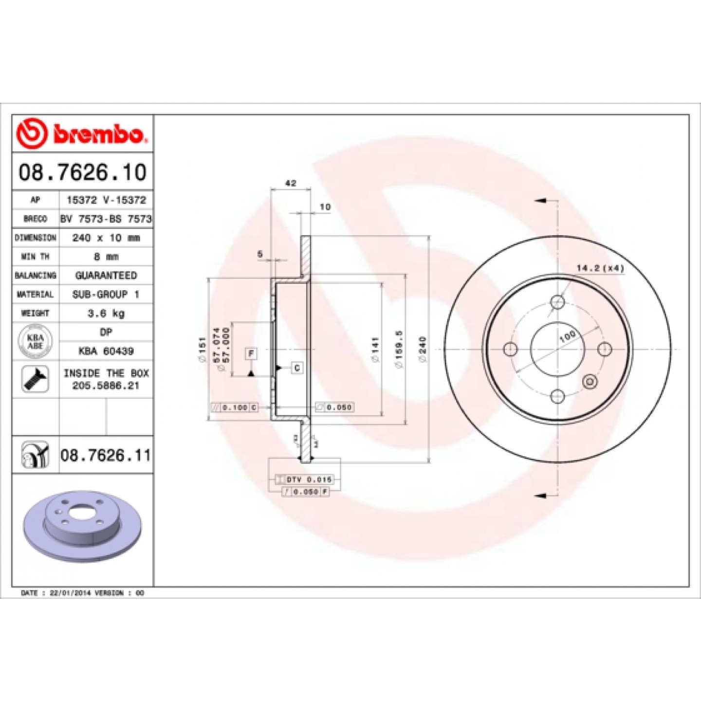 قرص الفرامل BREMBO 08.7626.11