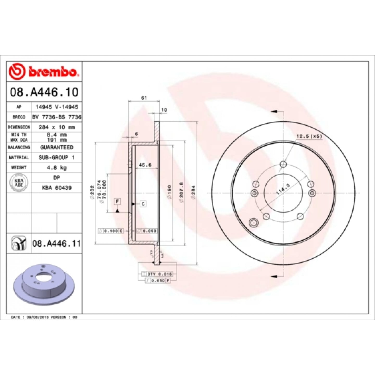 Bremseskive BREMBO 08.A446.11