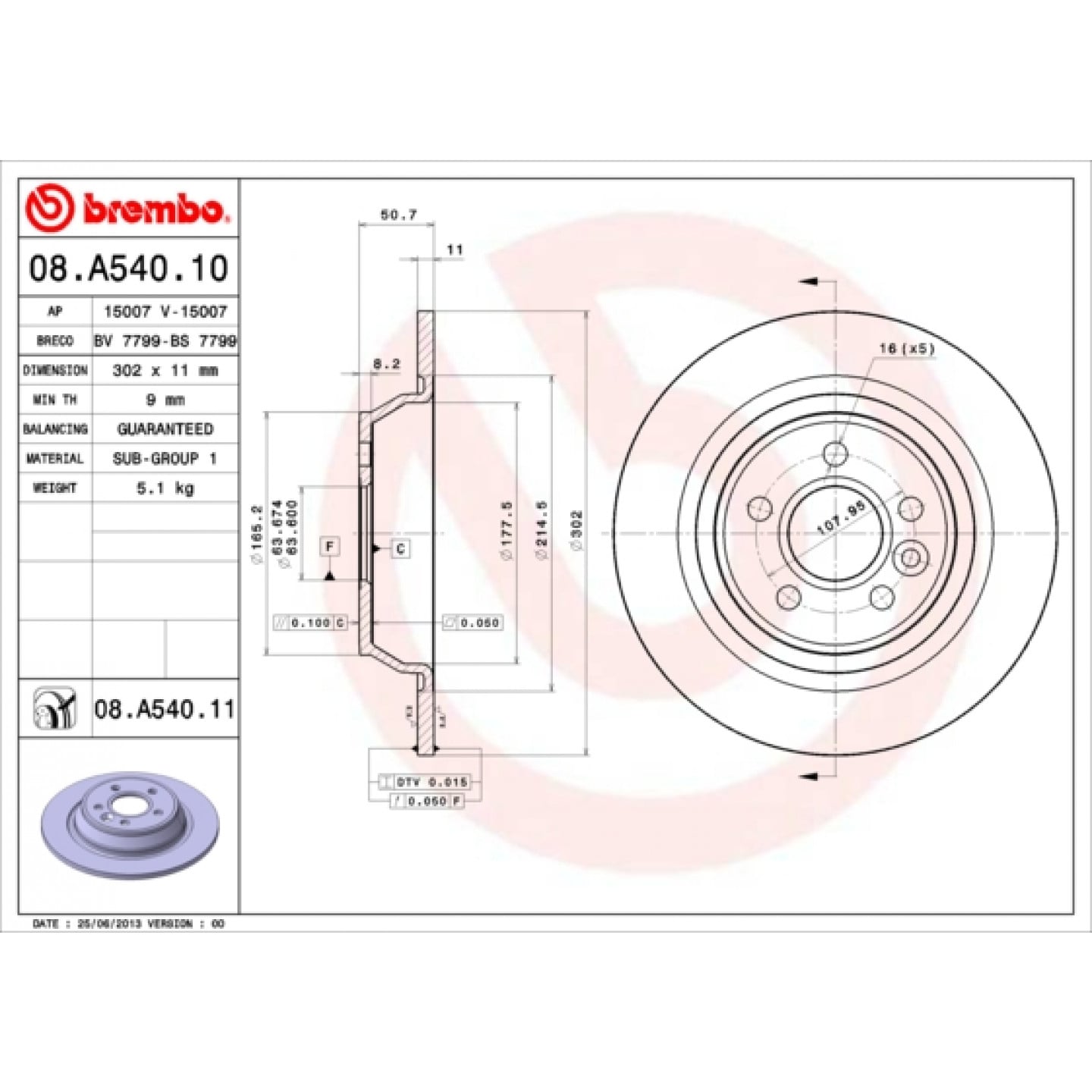 Bremseskive BREMBO 08.A540.11