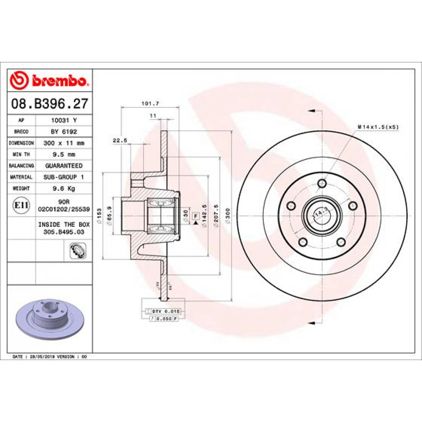 Discofreno BREMBO 08.B396.27