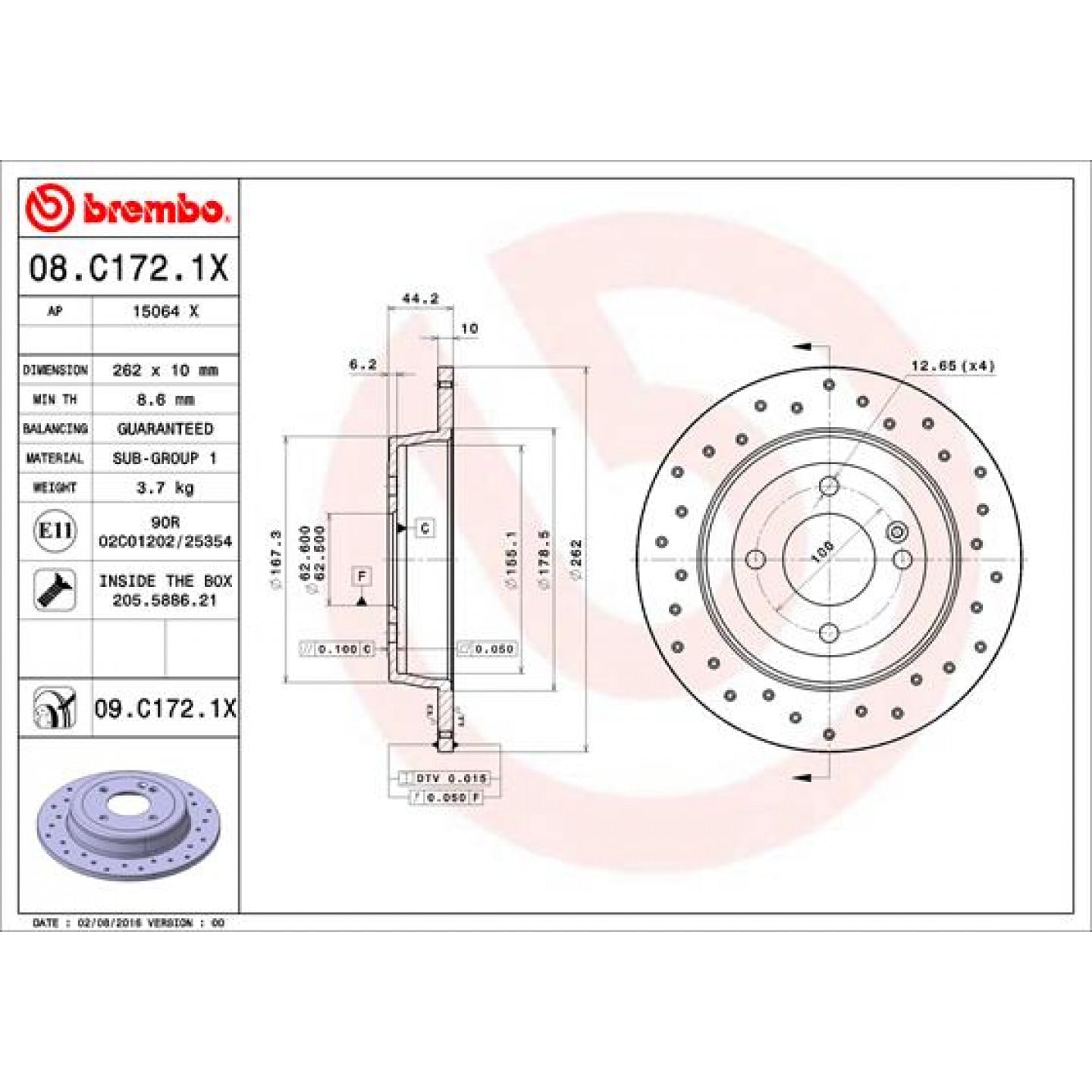 Discofreno BREMBO 08.C172.1X