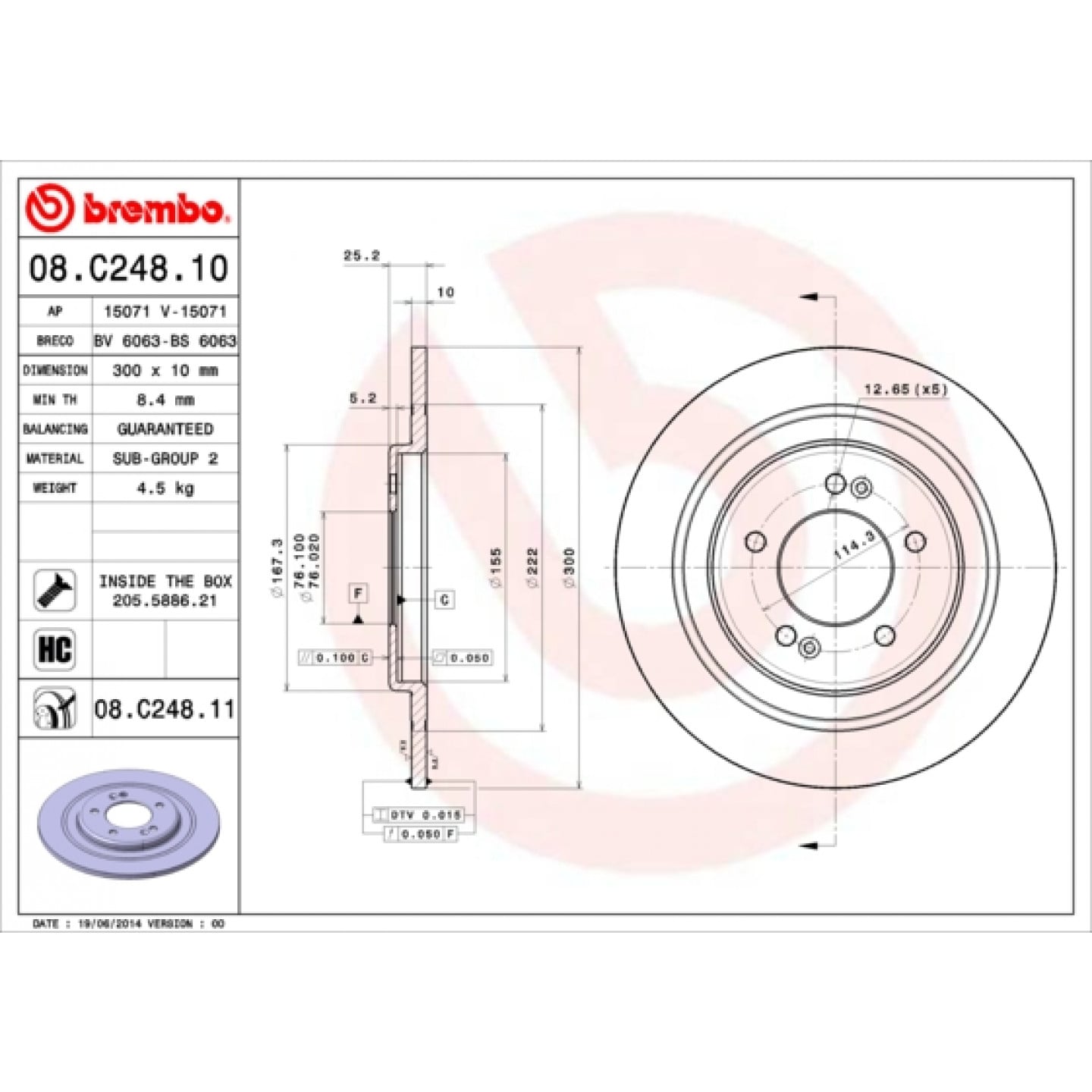 Bremsscheibe BREMBO 08.C248.11
