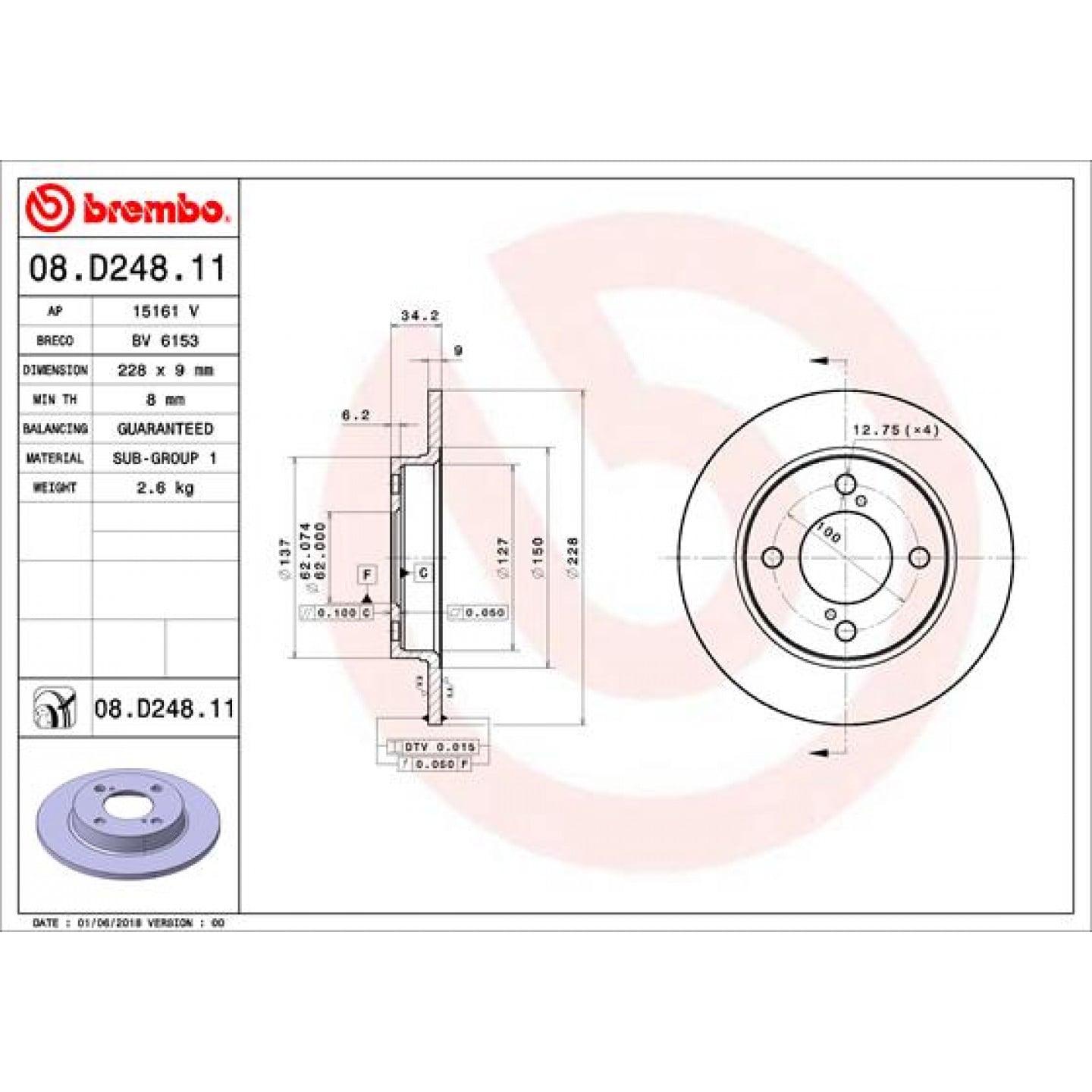 Bremsscheibe BREMBO 08.D248.11