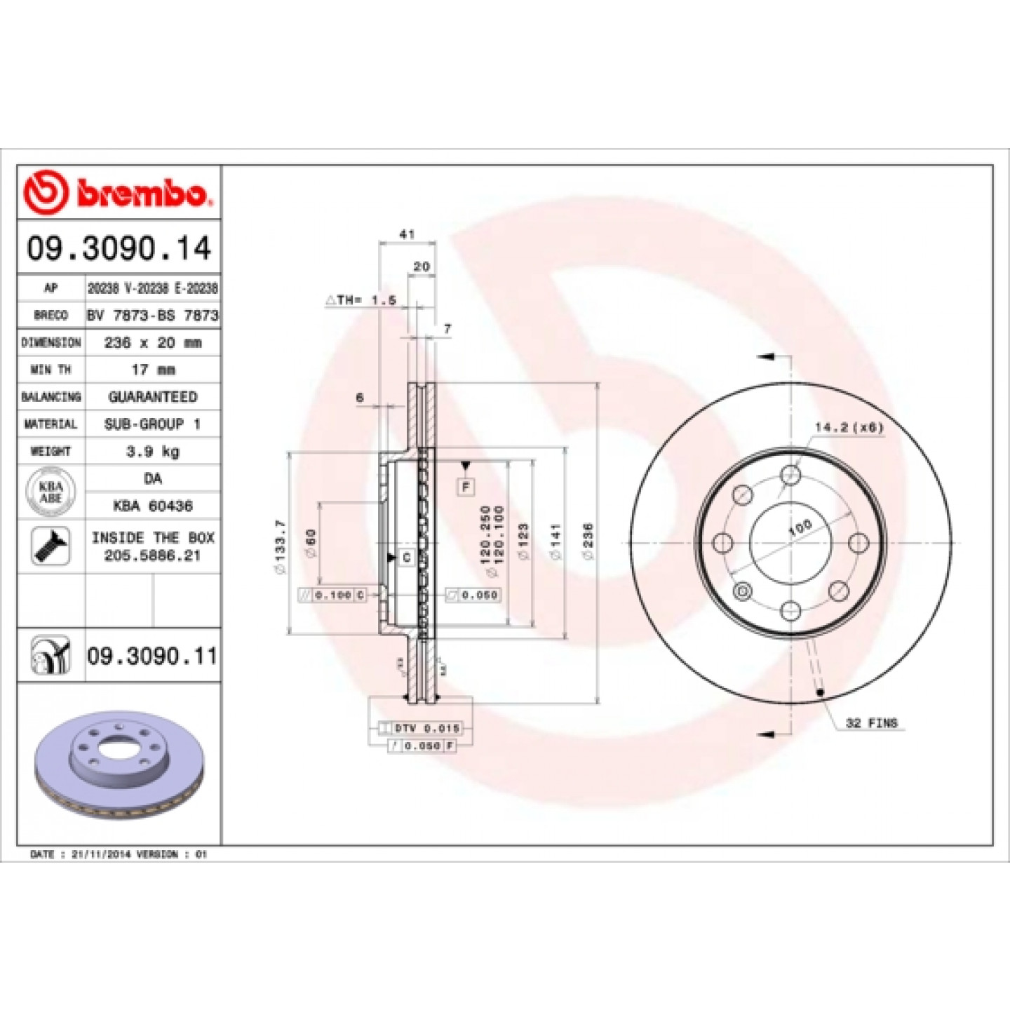 قرص الفرامل BREMBO 09.3090.11