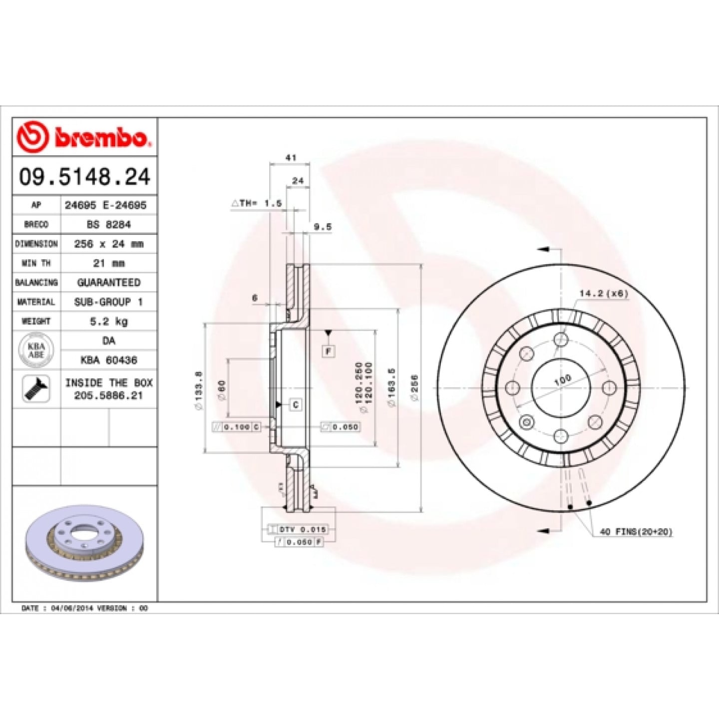 قرص الفرامل BREMBO 09.5148.24