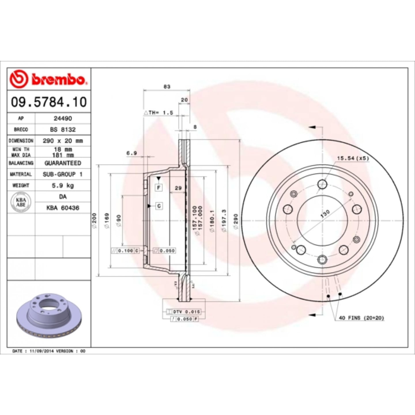 Bremsscheibe BREMBO 09.5784.10