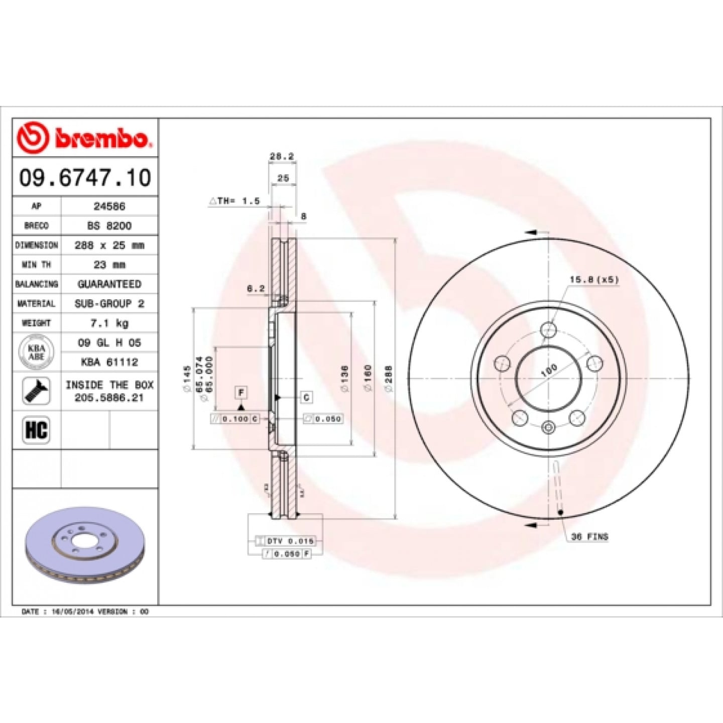 قرص الفرامل BREMBO 09.6747.10