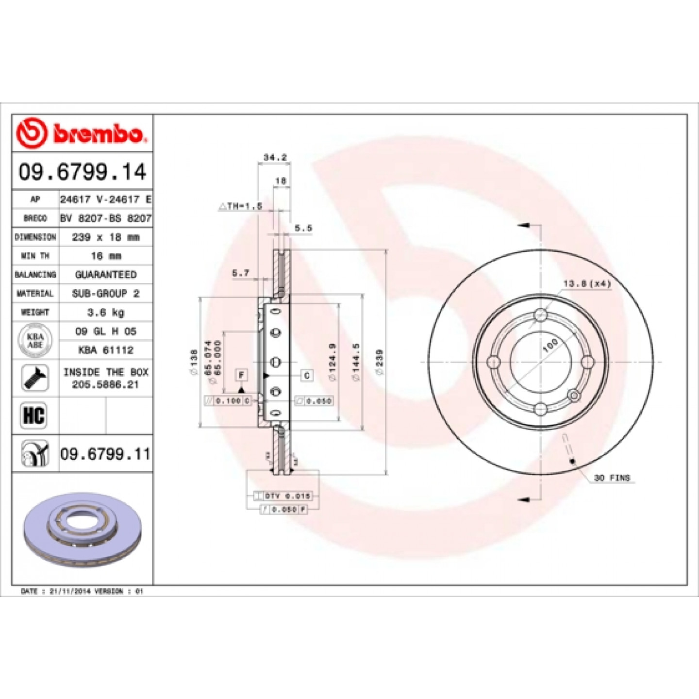 قرص الفرامل BREMBO 09.6799.11