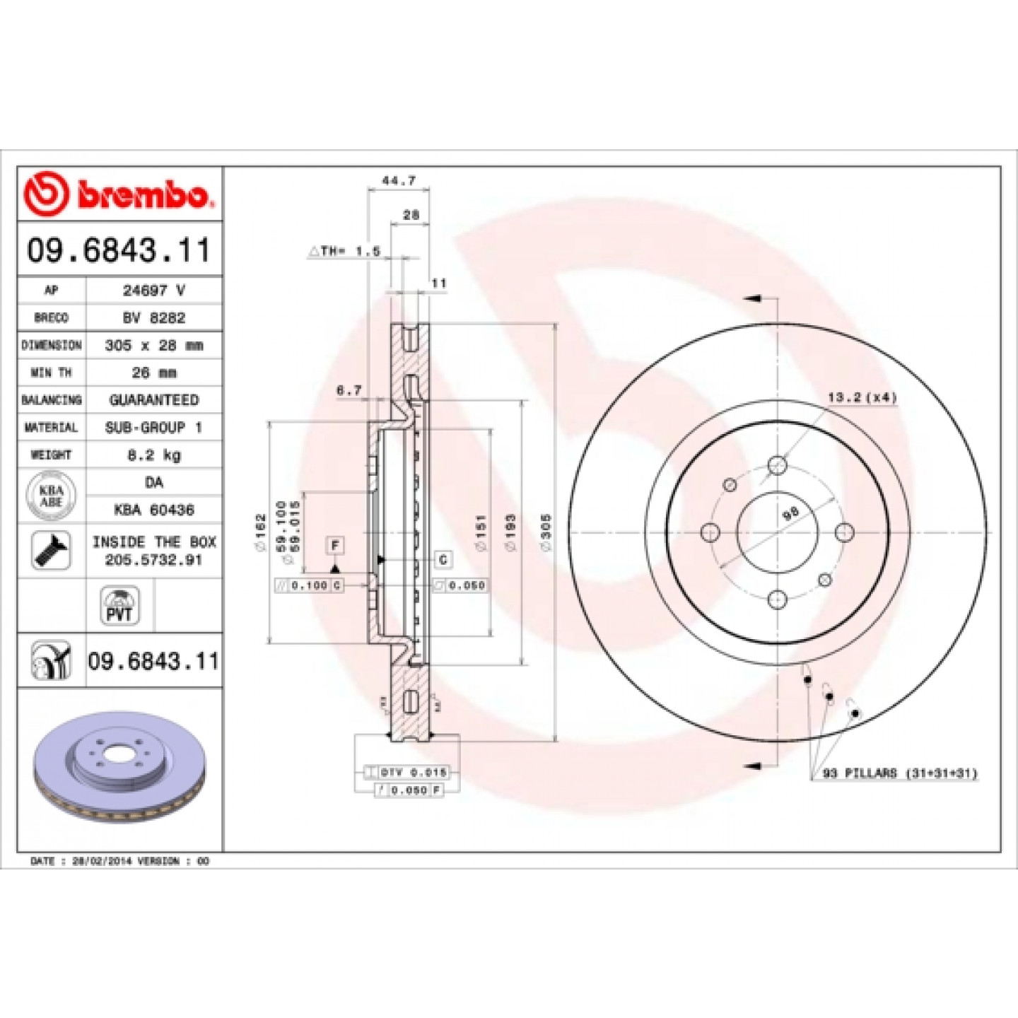 Brzdový kotouč BREMBO 09.6843.11