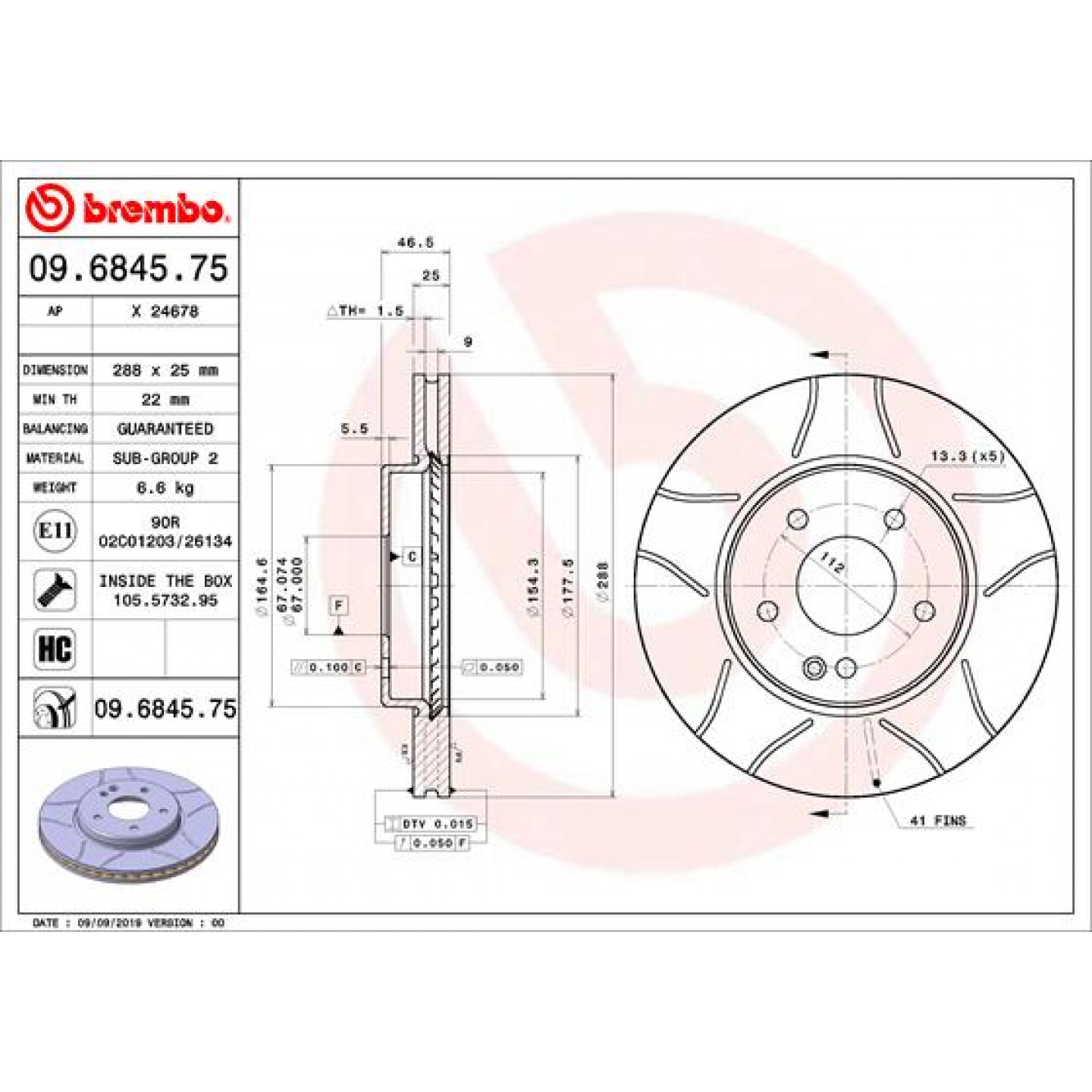 قرص الفرامل BREMBO 09.6845.75