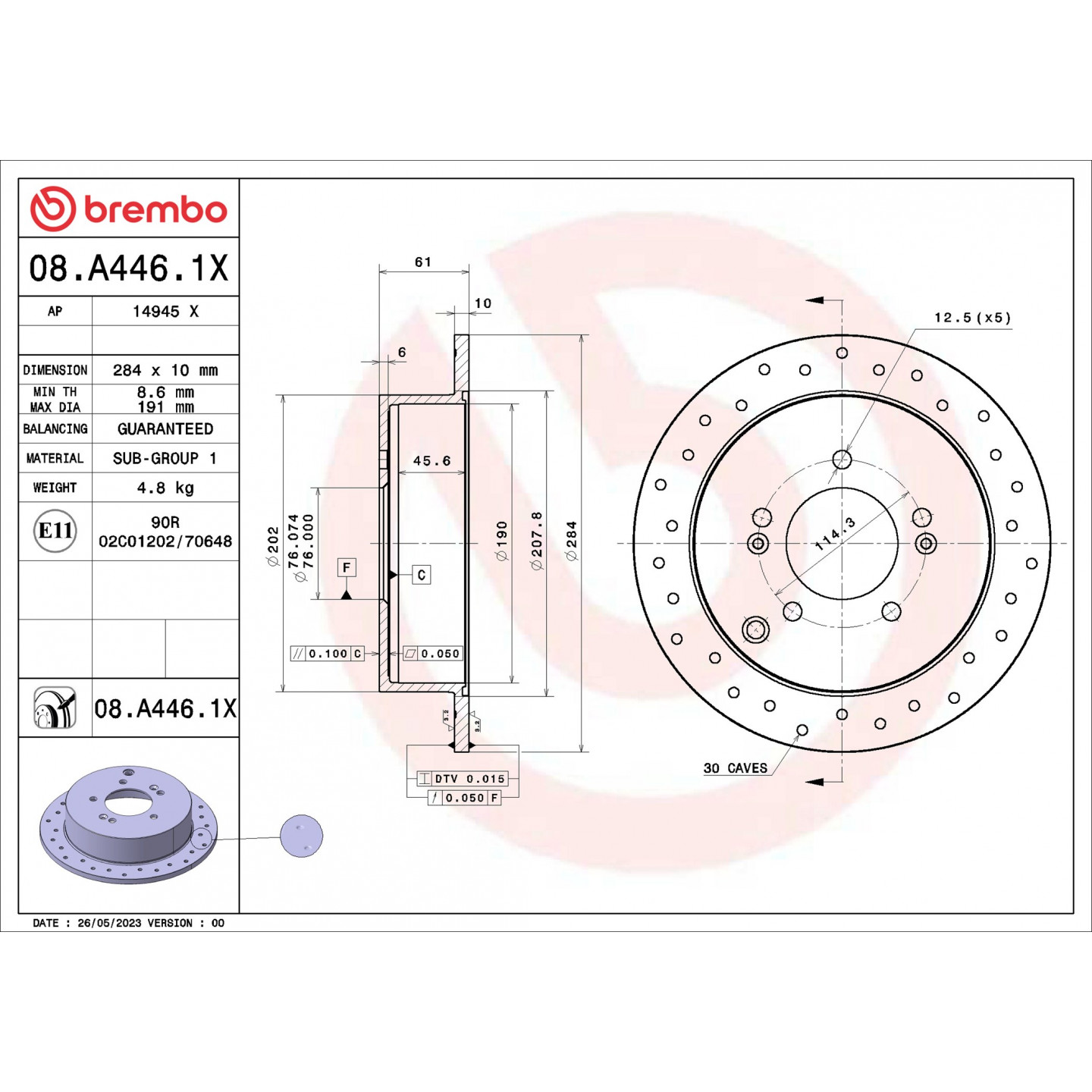 Bremseskive BREMBO 08.A446.1X
