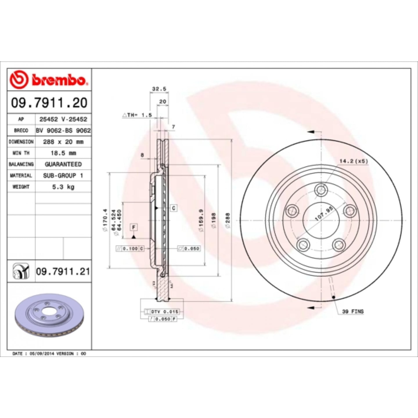 Brzdový kotouč BREMBO 09.7911.21