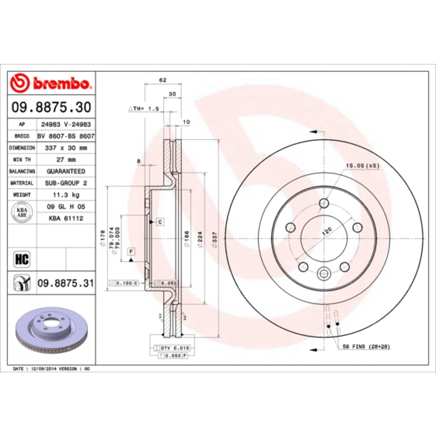 قرص الفرامل BREMBO 09.8875.31